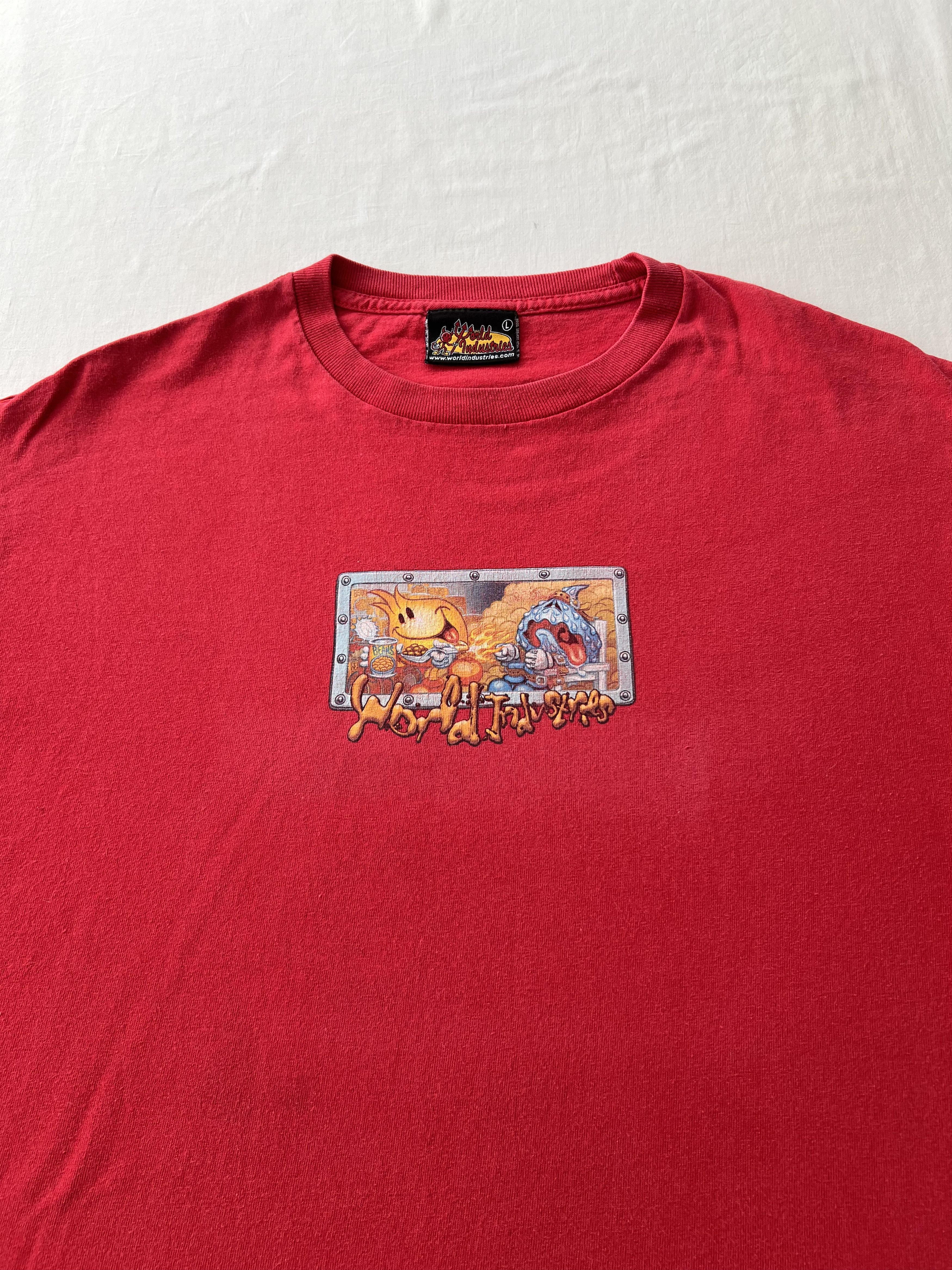 World Industries Vintage 90s World Industries Skateboards Funny Red T-shirt Size US L / EU 52-54 / 3 - 4 Thumbnail