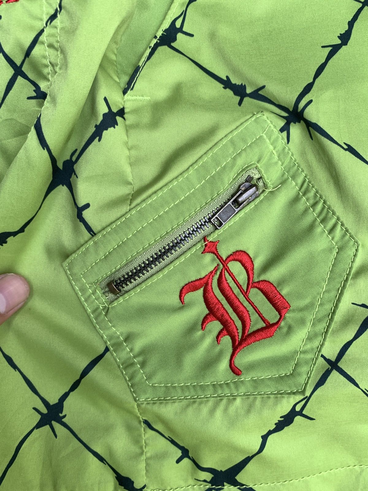 Japanese Brand y2k Blue Cross Japan Spike Fence Neon Green Graphic Skorts Size 29" - 7 Thumbnail