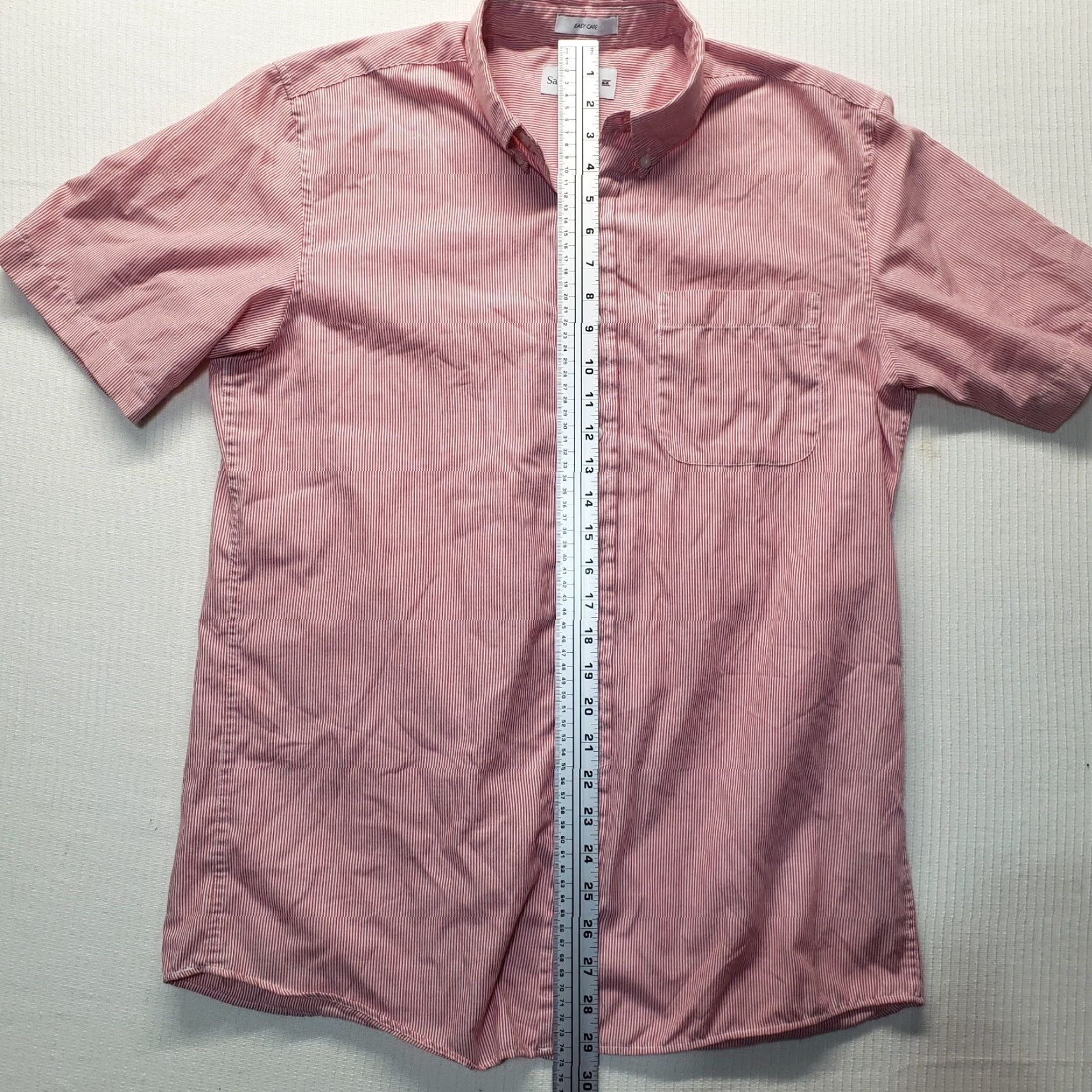 Vintage Saddlebred Men's Cotton Blend Short Sleeve Button-Up Shirt Size M Red Striped Casual Size US M / EU 48-50 / 2 - 7 Thumbnail