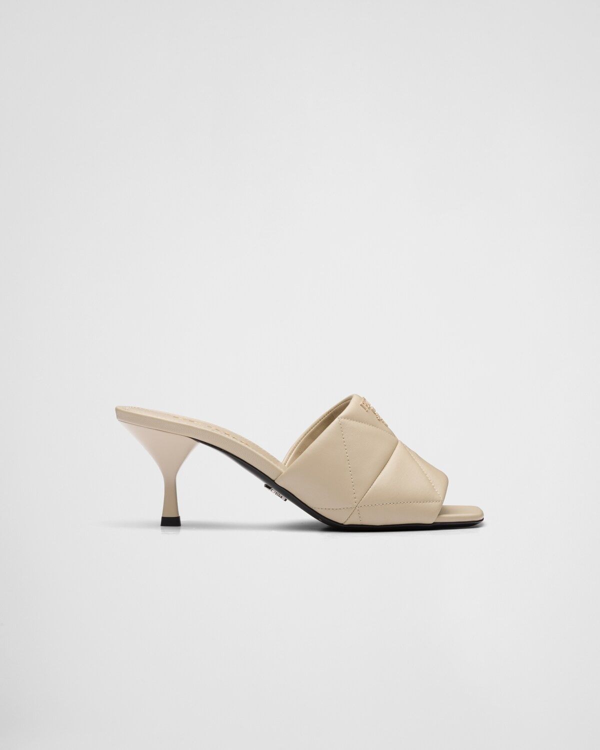 Prada oc11z0625 Quilted Nappa Leather Heeled Sandals in Beige Size US 11 / IT 41 - 4 Thumbnail