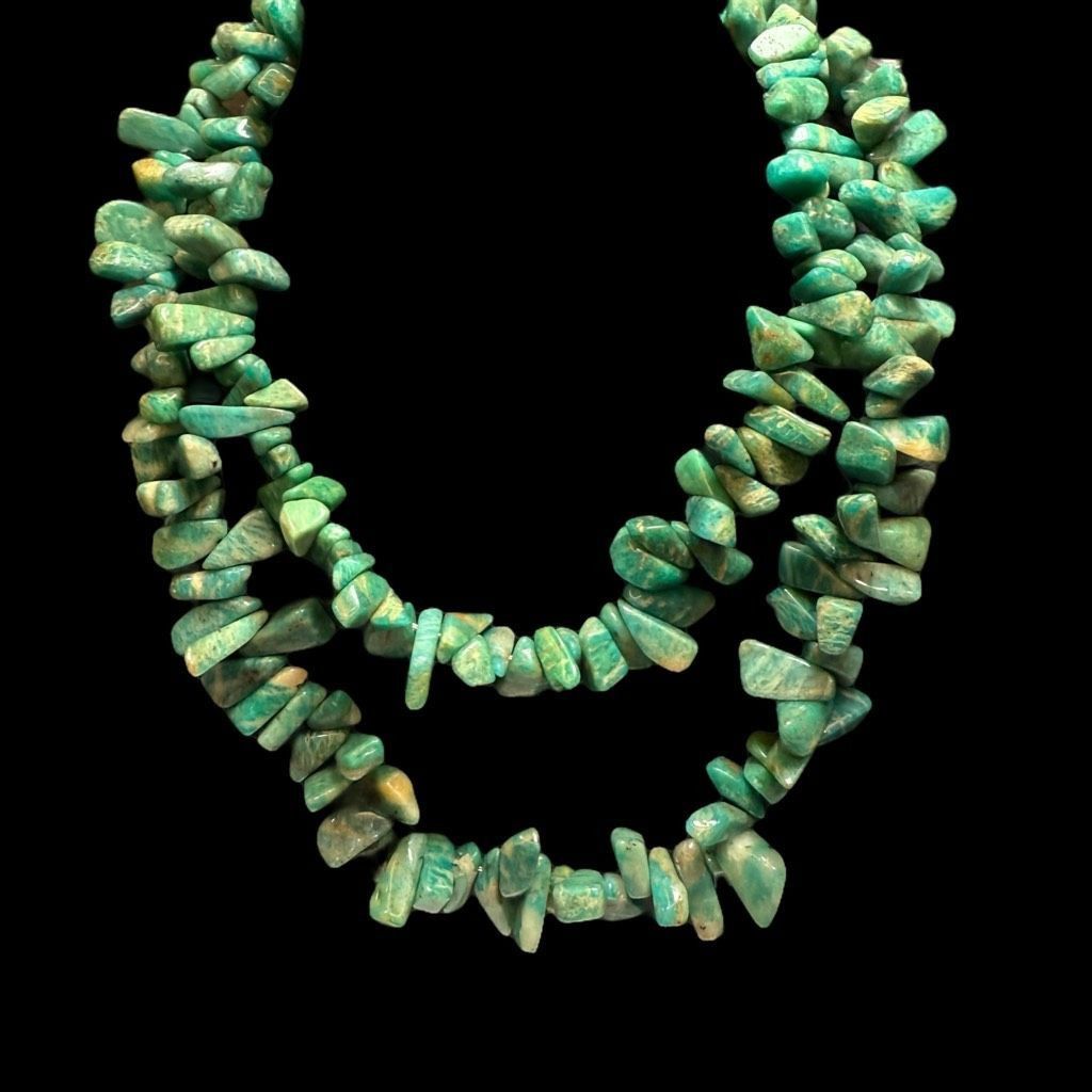 Vintage AMAZONITE Vintage Gemstone Long Green Blue Genuine Stone Nec Size ONE SIZE - 3 Thumbnail