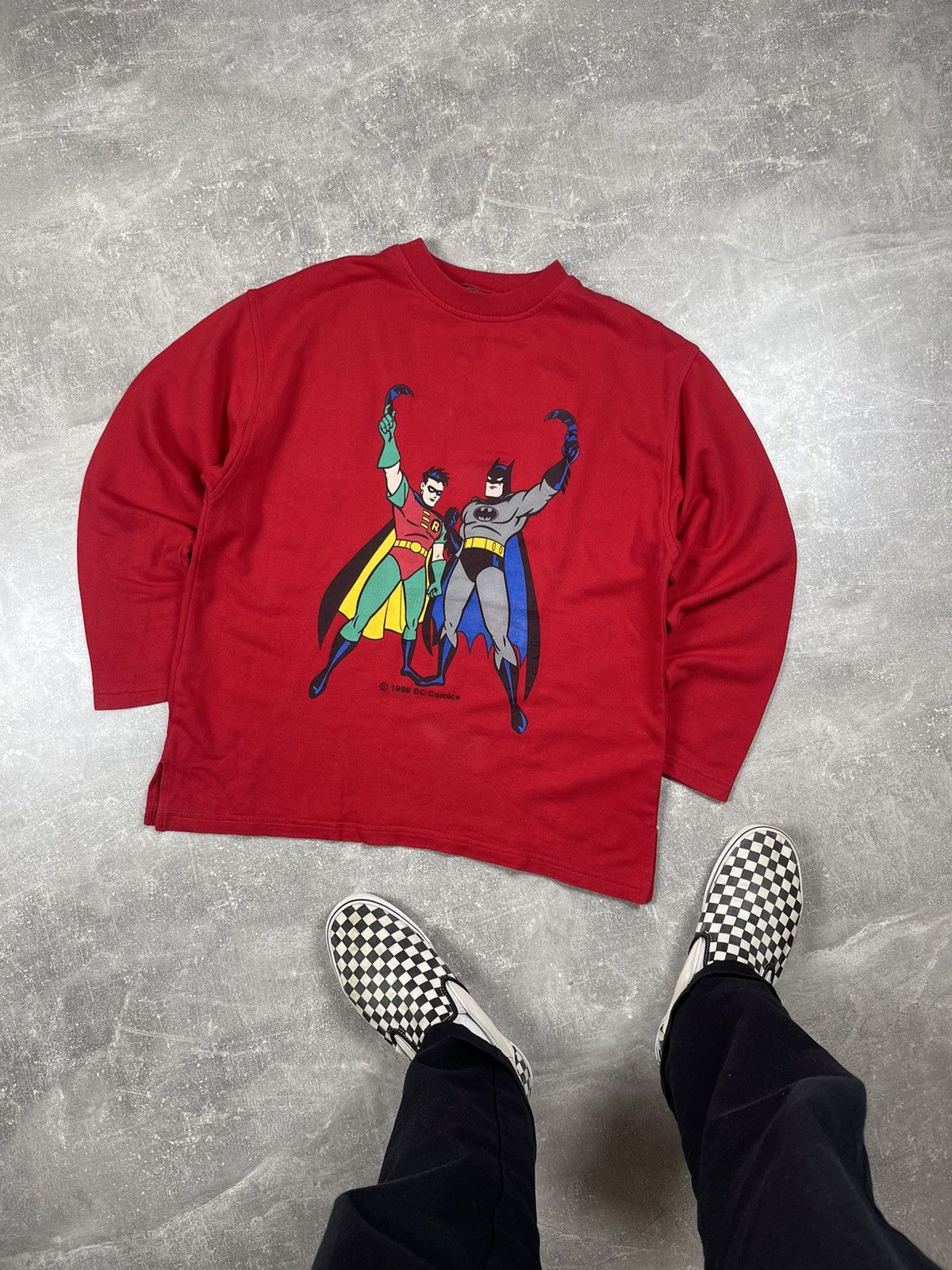 DC Comics × Vintage DC Comics Beatman&Robin Vintage 1998 Red Printed Sweatshirt Size US L / EU 52-54 / 3 - 1 Thumbnail