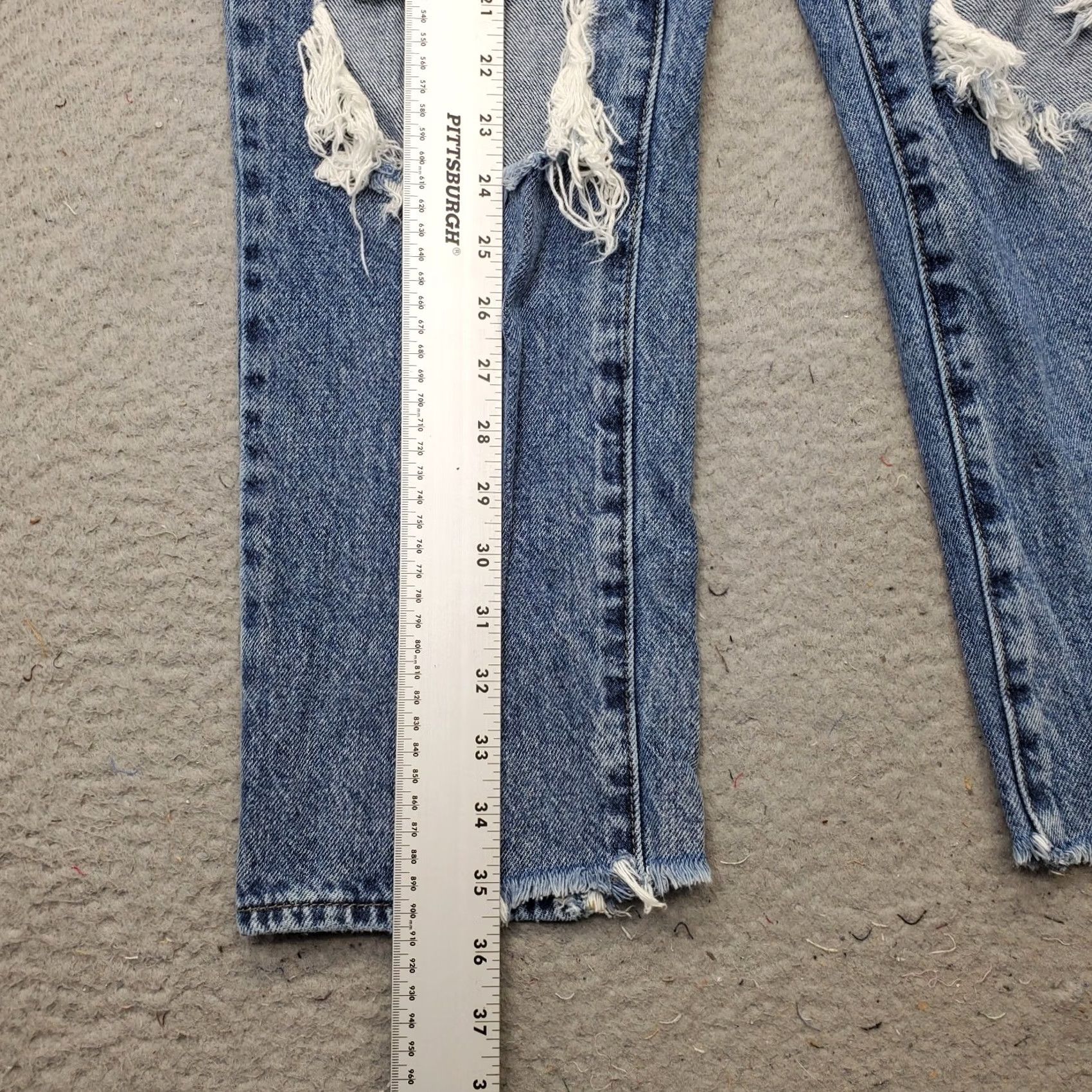 Pacsun PacSun Jeans Womens 26 Blue Denim Distressed High Rise Button Fly Straight Leg Jeans Size 26" / US 2 / IT 38 - 3 Thumbnail