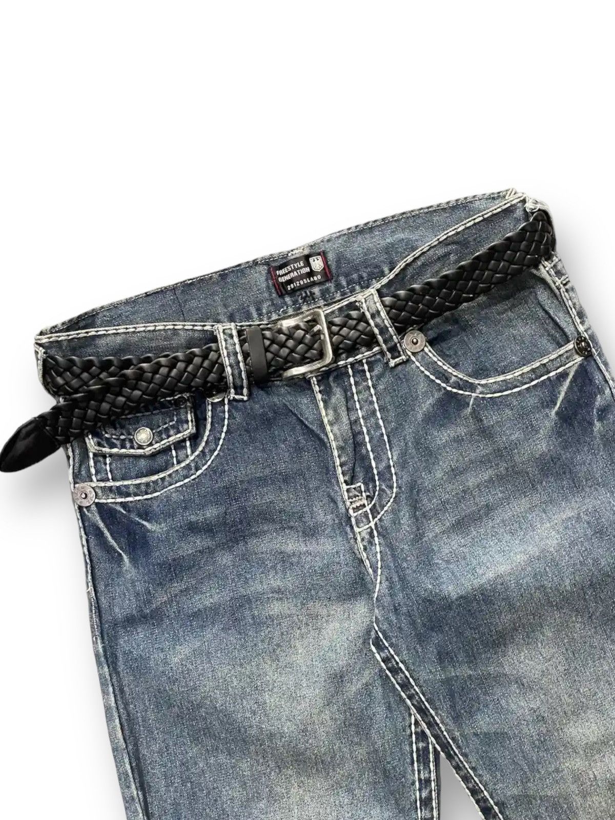 20471120 × GOSTAR DE FUGA × Hysteric Glamour Japan 291251 Heavy Stitched Flared Denim With Braided Belt Size US 32 / EU 48 - 5 Thumbnail