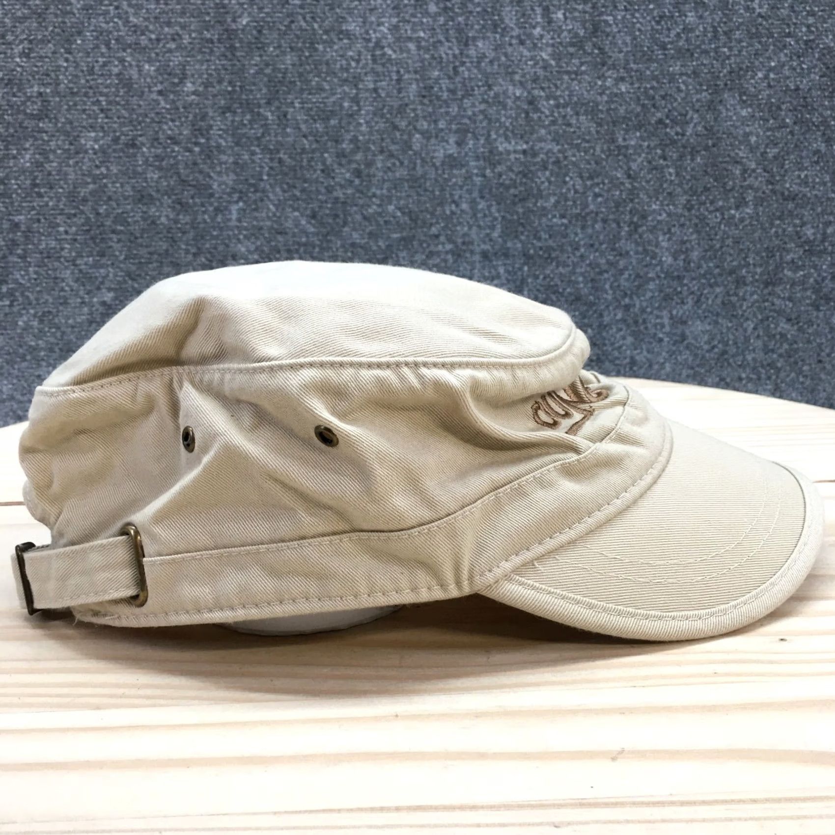 Vintage Cadet Cap Hat Mens One Size Beige Organic Cotton Adjustable Embroidered Hat Size ONE SIZE - 5 Thumbnail