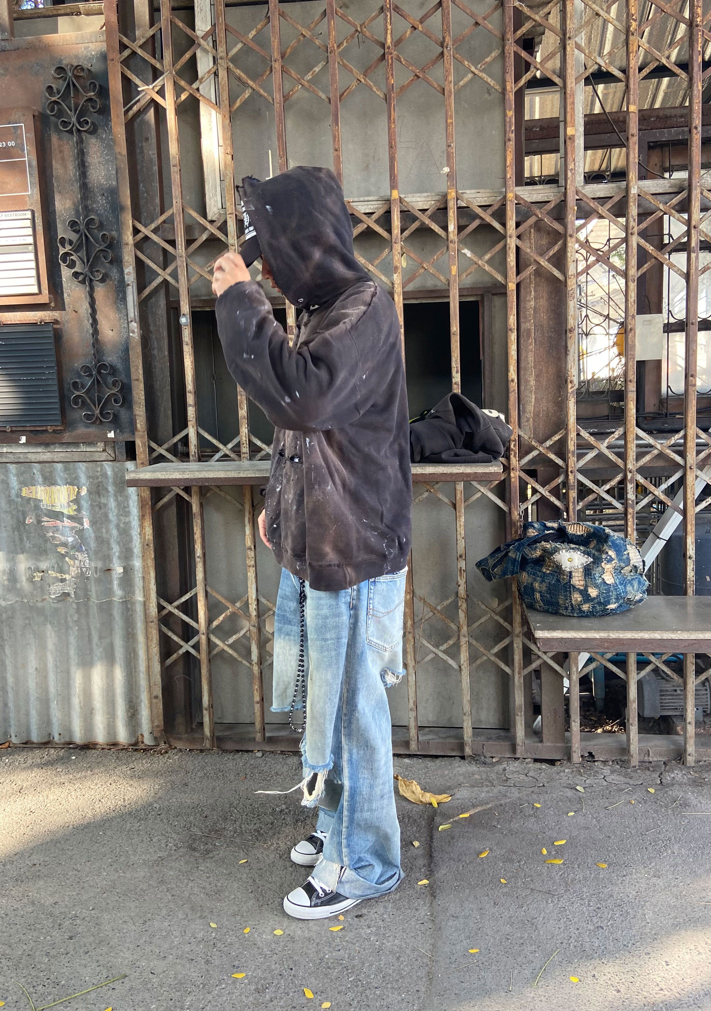 Vintage Thrashed Distressed & Faded Hoodie ERD Grunge Size US XL / EU 56 / 4 - 10 Thumbnail