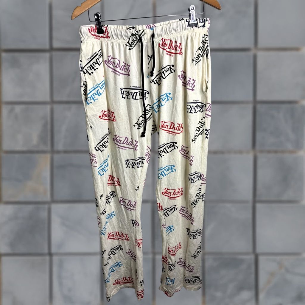 Von Dutch Von Dutch Pants Mens M White Logo Print Lounge Pajama Cotton Sleepwear Size US 31 - 1 Thumbnail