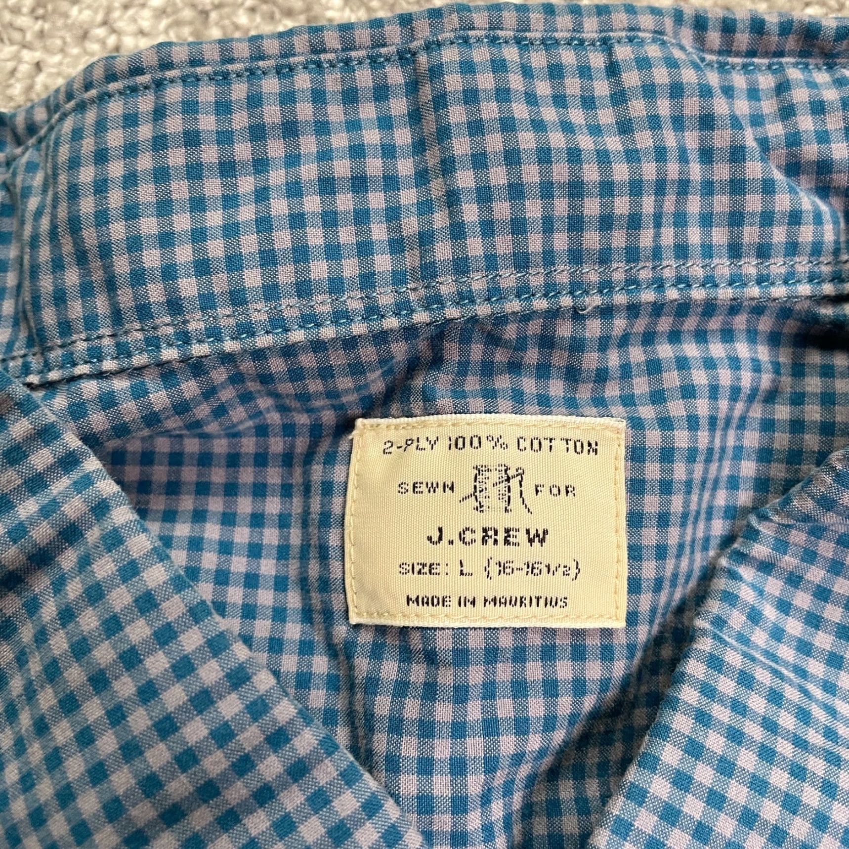 J.Crew J.Crew Dress Shirt Mens Large 16-16 1/2 Blue Check Long Sleeve Cotton Work Shirt Size 42R - 4 Thumbnail