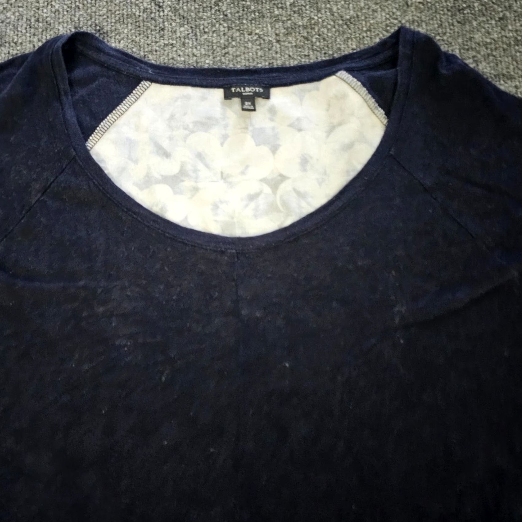 Talbots Talbots Top Women's 2X Blue Linen Tie Dye Short Sleeve Round Neck Casual Blouse Size XXL / US 16-18 / IT 52-54 - 2 Thumbnail