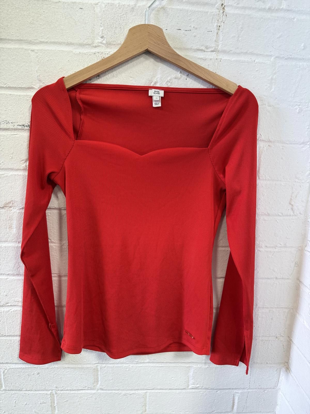 River Island River Island Red Long Sleeve Top Size M / US 6-8 / IT 42-44 - 1 Thumbnail