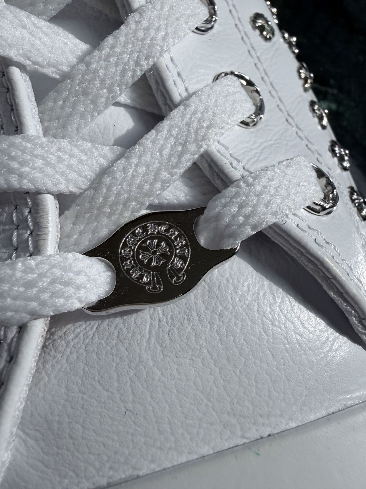 Chrome Hearts Chrome Hearts White Rhodium Cross High Top Converse Size US 12 / EU 45 - 10 Thumbnail