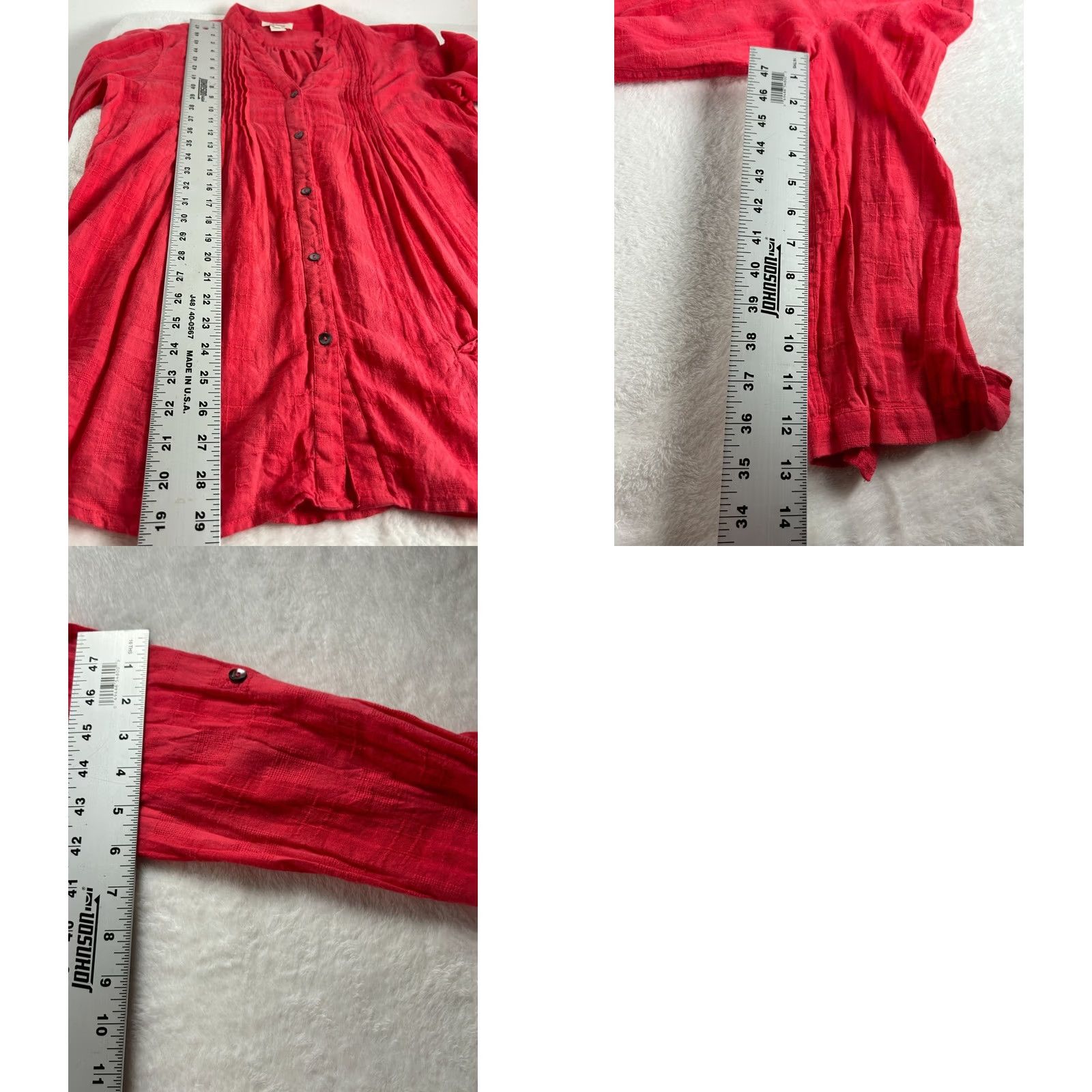 Vintage Sundance Womens Pintuck Red Plaid Cotton Button-Down Tunic Top Blouse Medium Size M / US 6-8 / IT 42-44 - 8 Thumbnail
