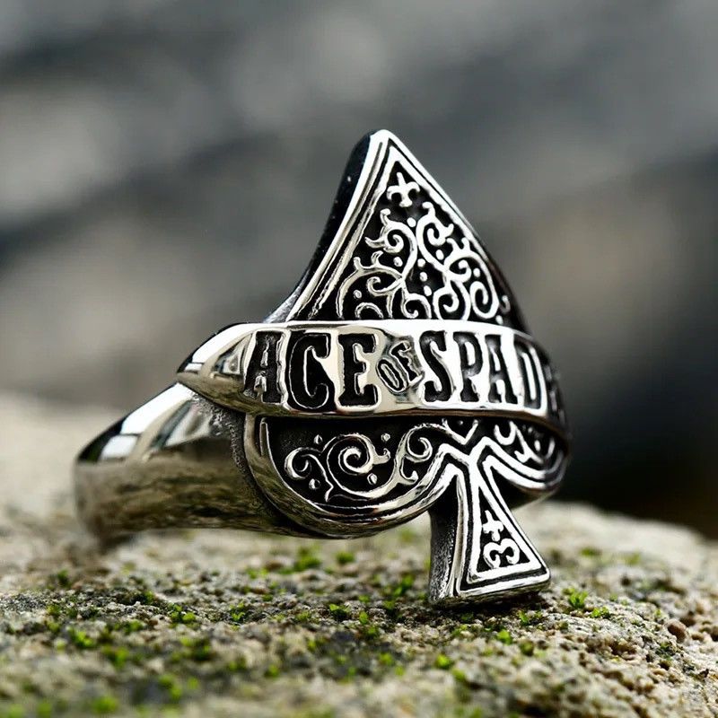 Jewelry × Vintage Creative Design High Quality Ace Of Spade Playing Card Ring Size ONE SIZE - 3 Thumbnail