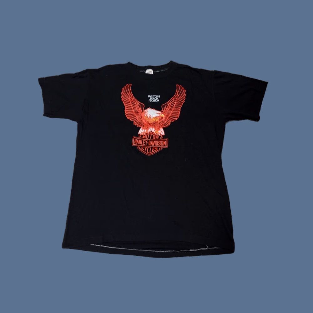 Harley Davidson VINTAGE Harley-Davidson Eagle Daytona Beach FL Biker Motorcycle Shirt XL 70s 80s 90s Men Black T-Shirt Short Sleeve United States Size US XL / EU 56 / 4 - 1 Thumbnail