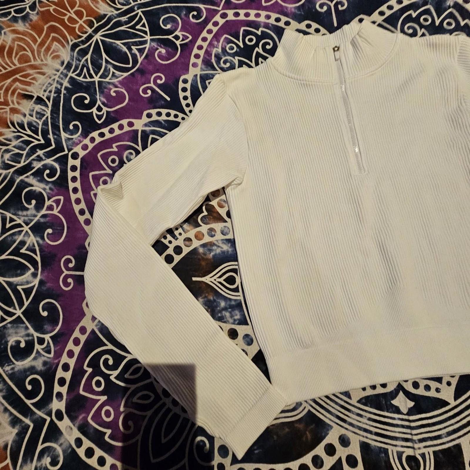 Designer Women's White Quarter Zip Active Domino Shirt Size M / US 6-8 / IT 42-44 - 2 Thumbnail