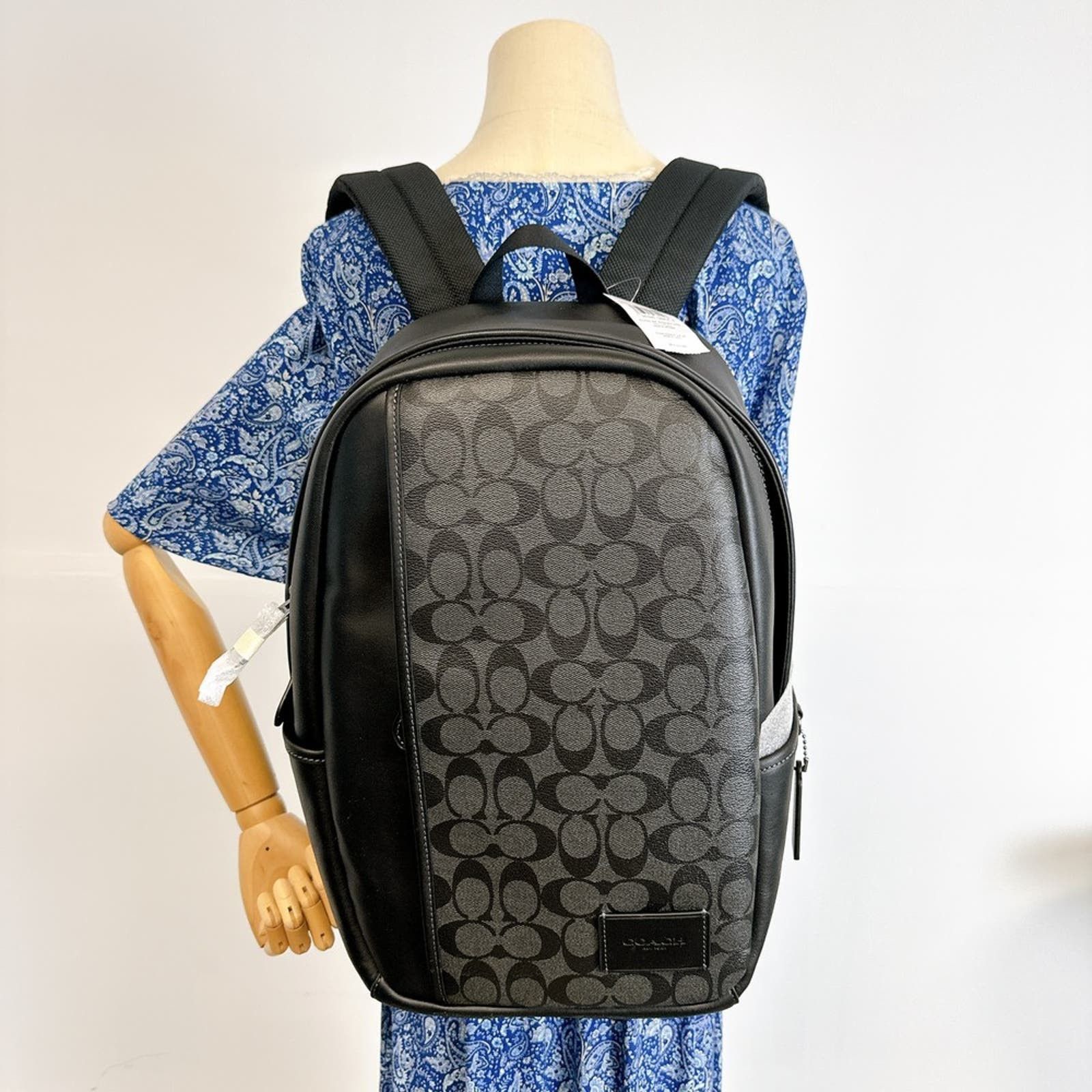 image of Coach Cm024 Edge Backpack In Signature Canvas In Charcoal in Black, Women's