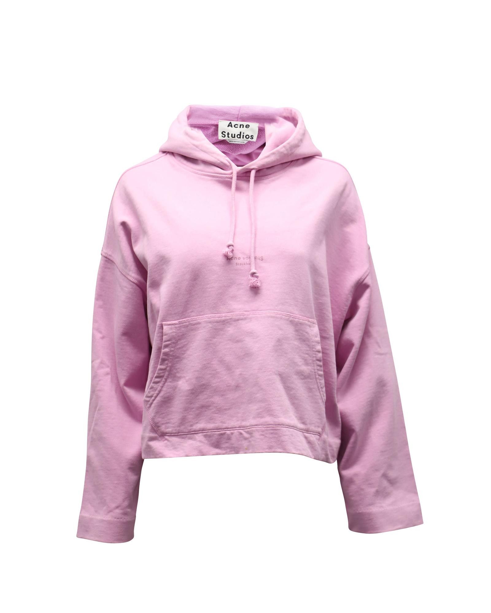 image of Acne Studios Oversized Pink Cotton Hoodie With Drawstring Ties, Women's (Size 2XS)