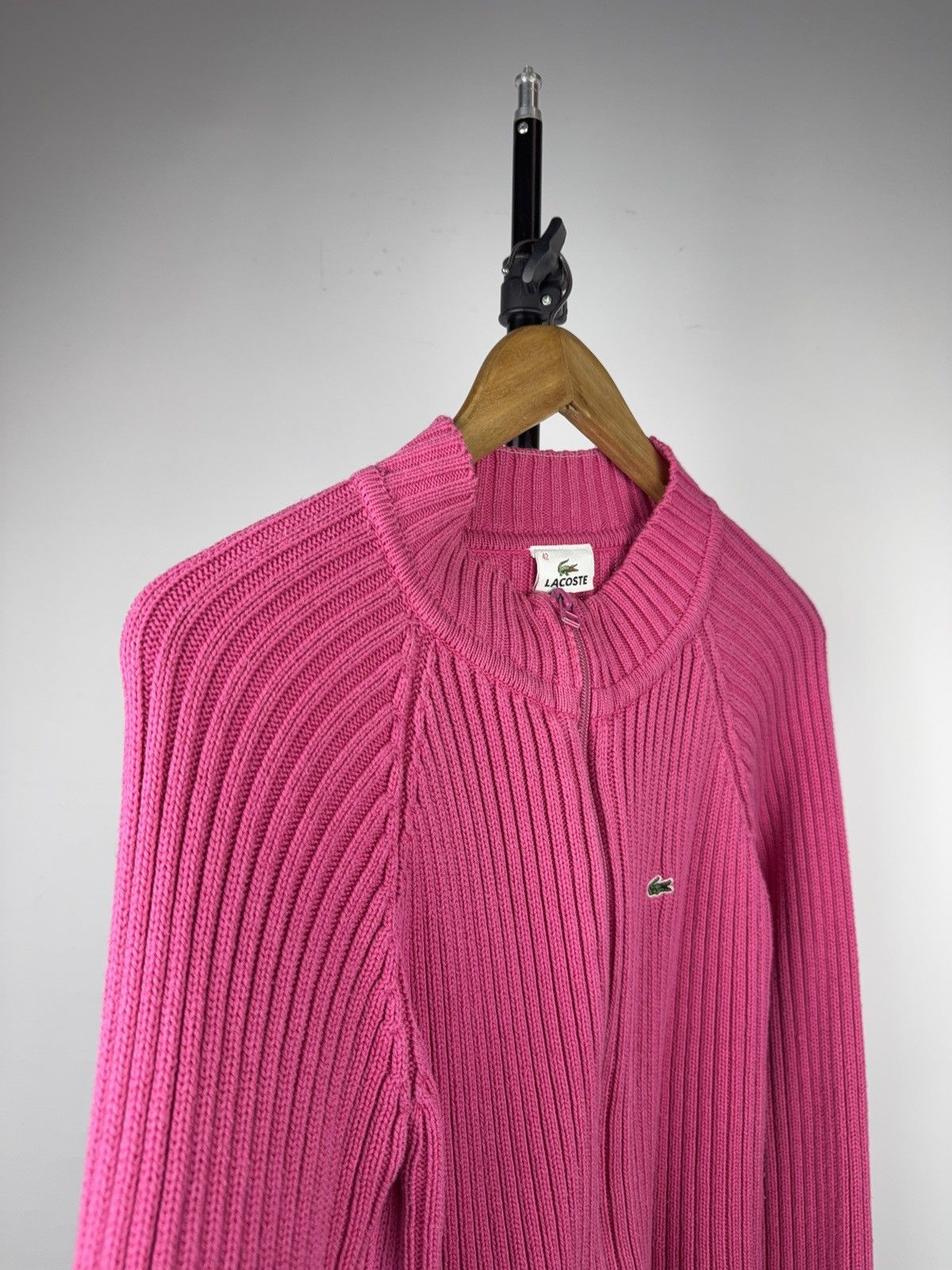 Lacoste 00s Luxury Vintage Lacoste Women’s Ribbed Zip Sweater Y2K Size S / US 4 / IT 40 - 11 Thumbnail