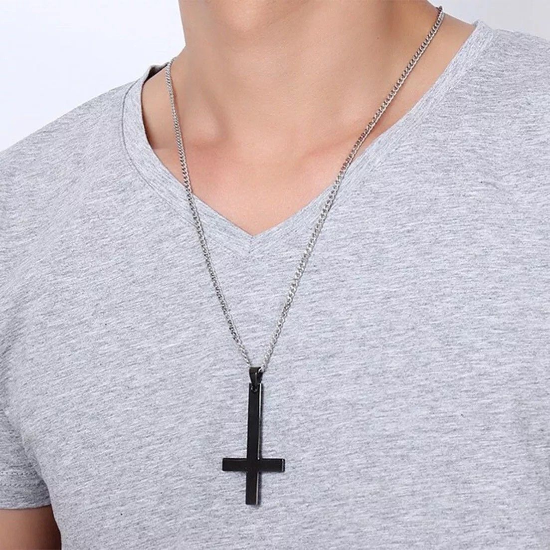 Other Black Saint Peter's Cross Necklace Inverted Stainless Steel Size ONE SIZE - 6 Thumbnail
