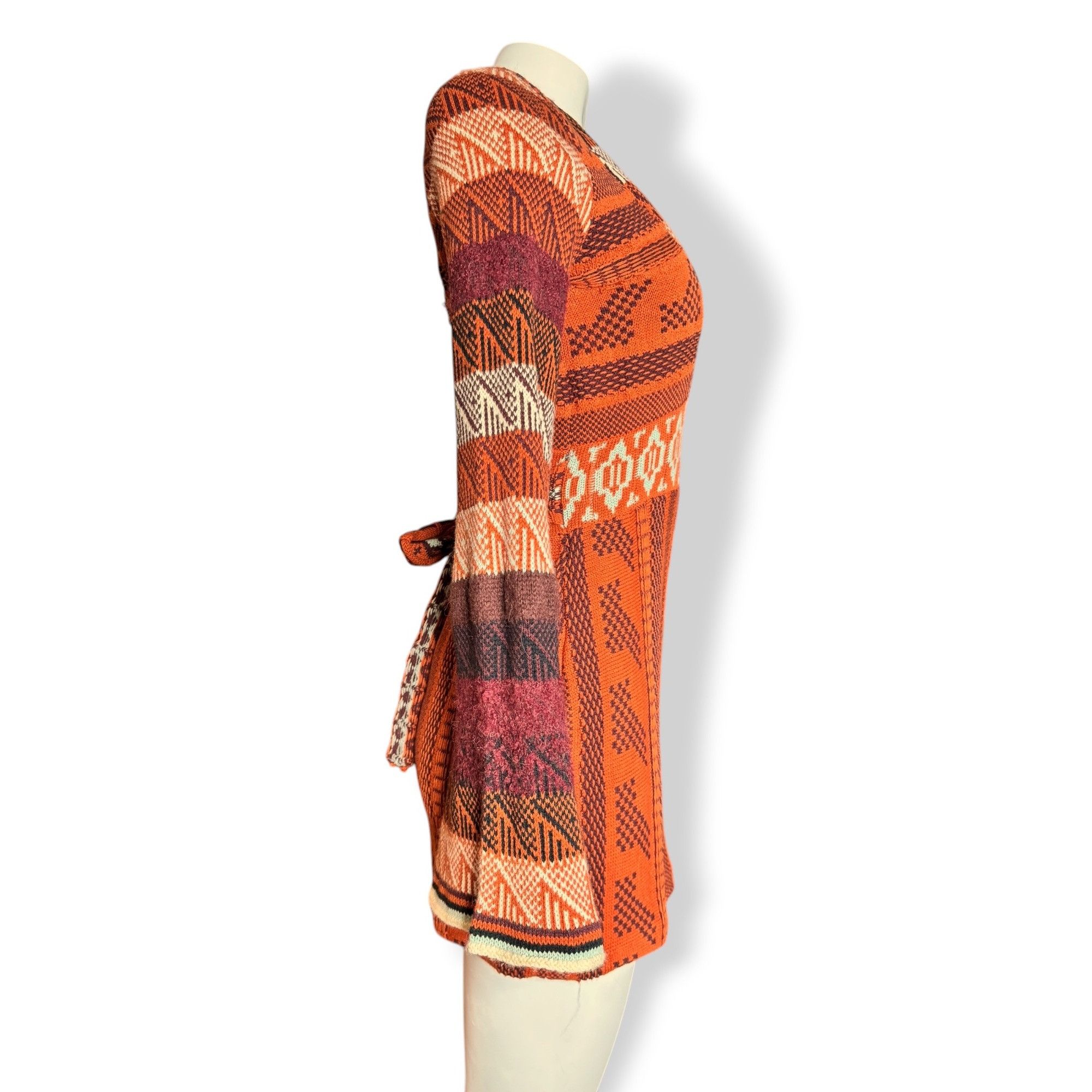 Free People Free People Orange Knit Boho Sweater Dress XS Bell Sleeves T Size XS / US 0-2 / IT 36-38 - 10 Thumbnail