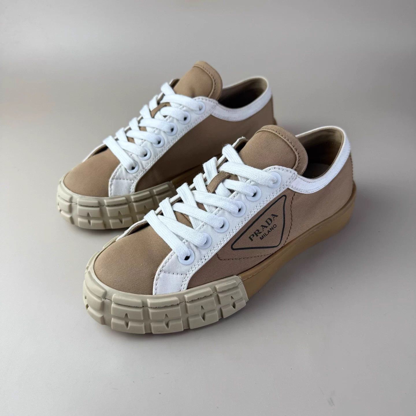 Prada Prada Milk Tea Tri Logo Cookies Shoes EU 37.5 95 New Size US 7.5 / IT 37.5 - 1 Thumbnail