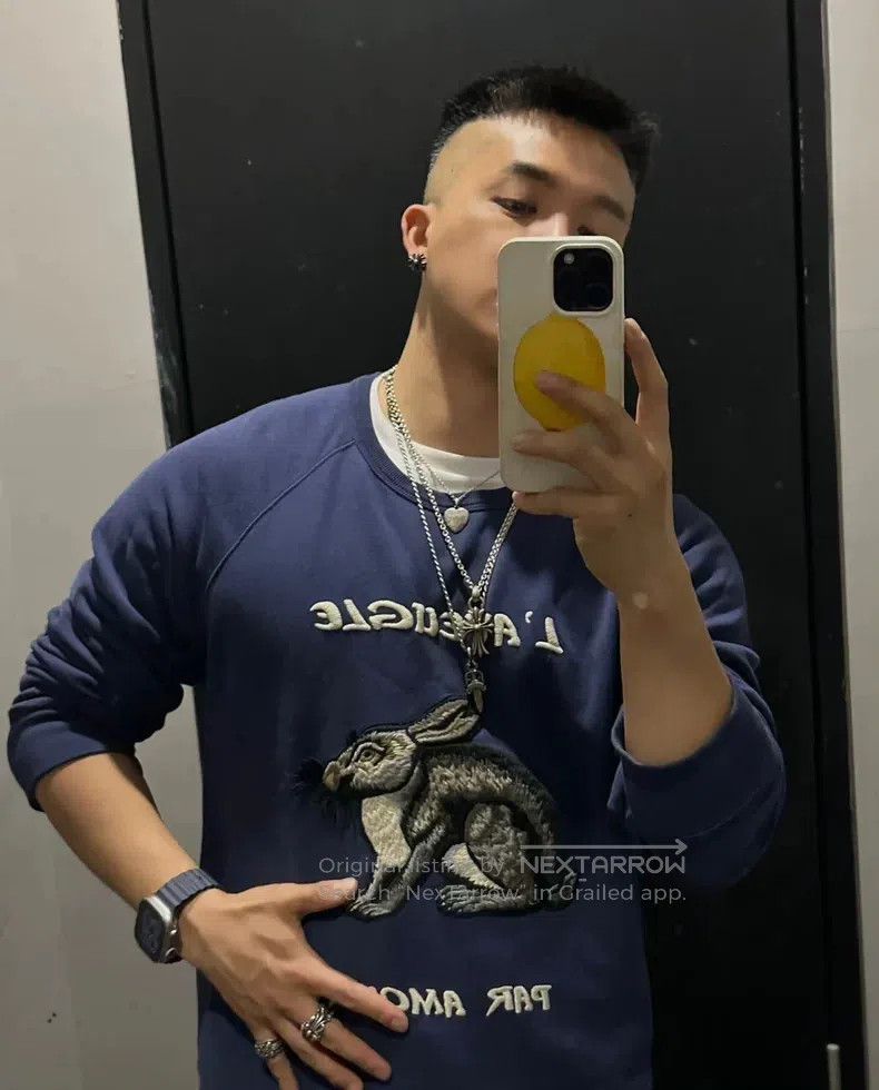 Gucci Gucci Rabbit embroidered blue sweatshirt Size US L / EU 52-54 / 3 - 1 Thumbnail