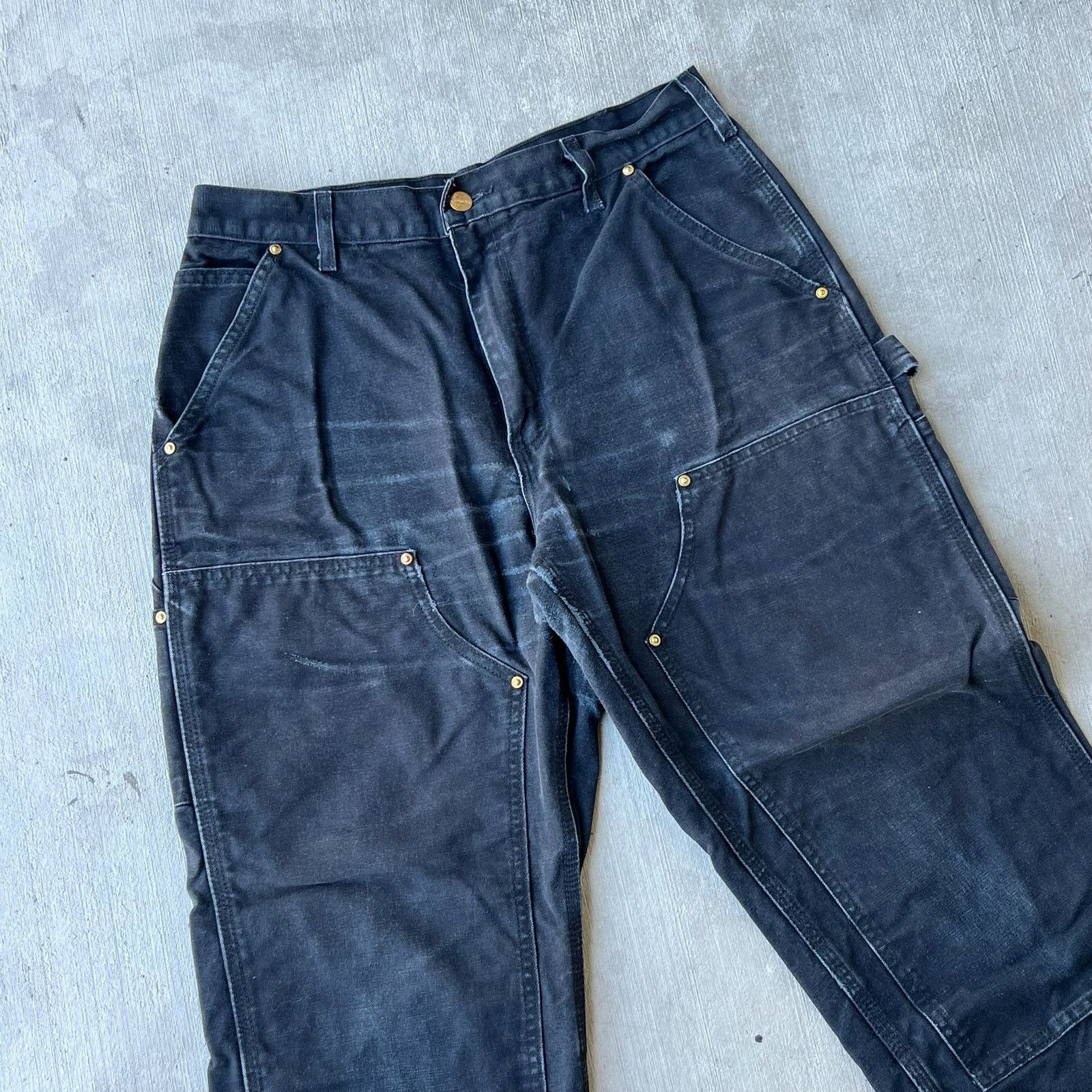Carhartt × Vintage Carhartt faded black double knee work wear carpenter pants Size US 31 - 2 Thumbnail
