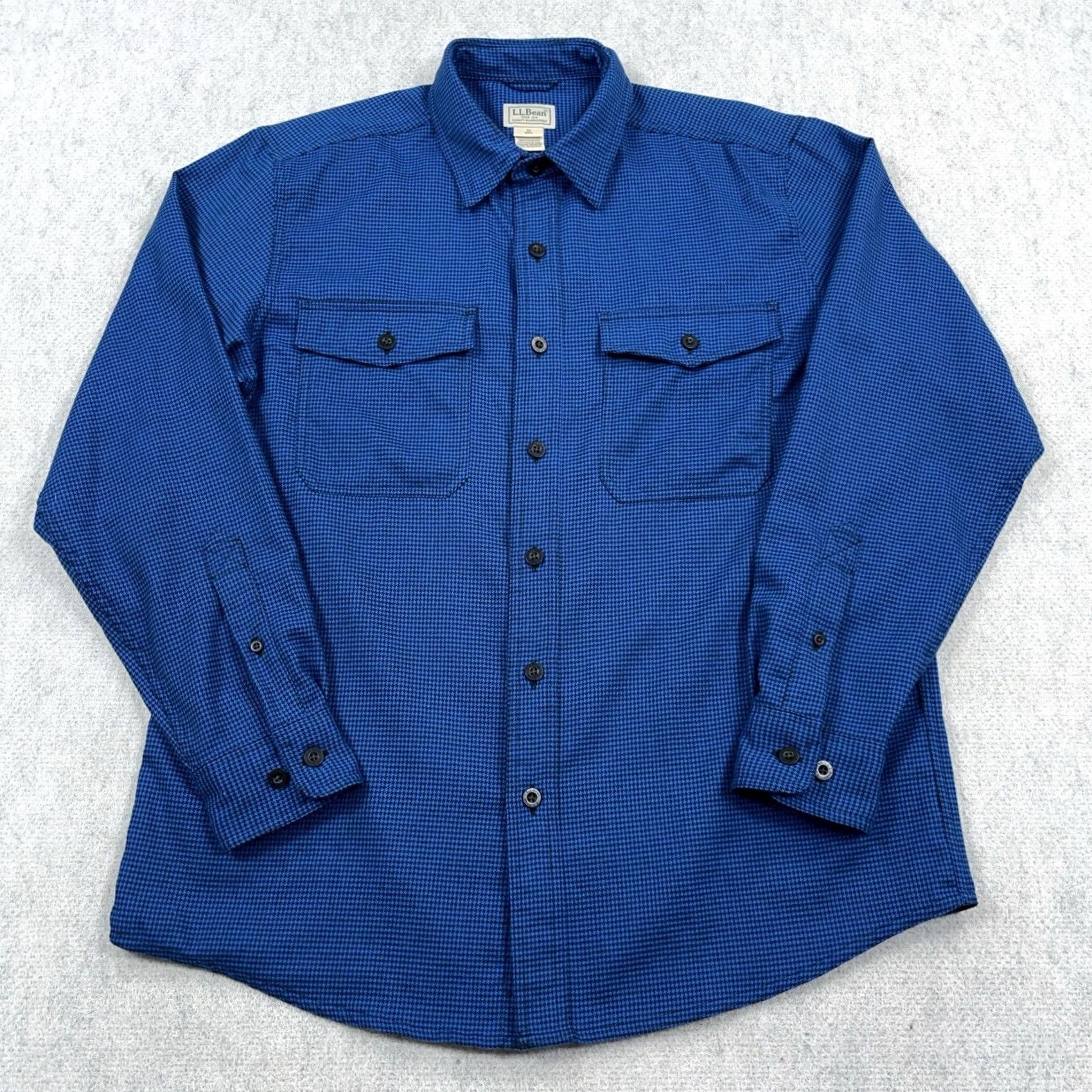 Vintage VINTAGE LL Bean Flannel Shirt Men Medium Blue Houndstooth Plaid Cotton Camp VTG Y2K Size US M / EU 48-50 / 2 - 3 Thumbnail
