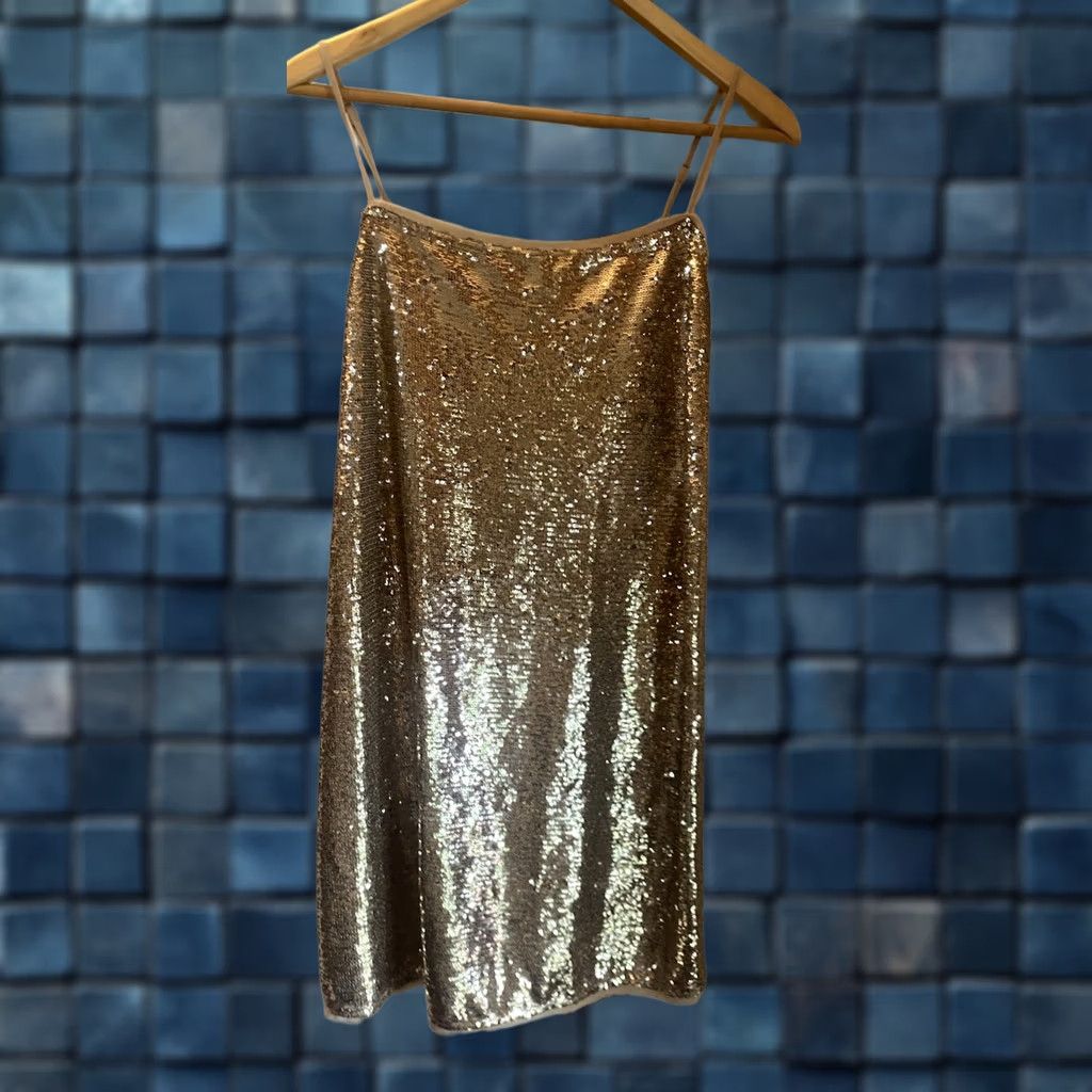 free people gold sequin mini dress Retrofete Kinara Sequin Dress