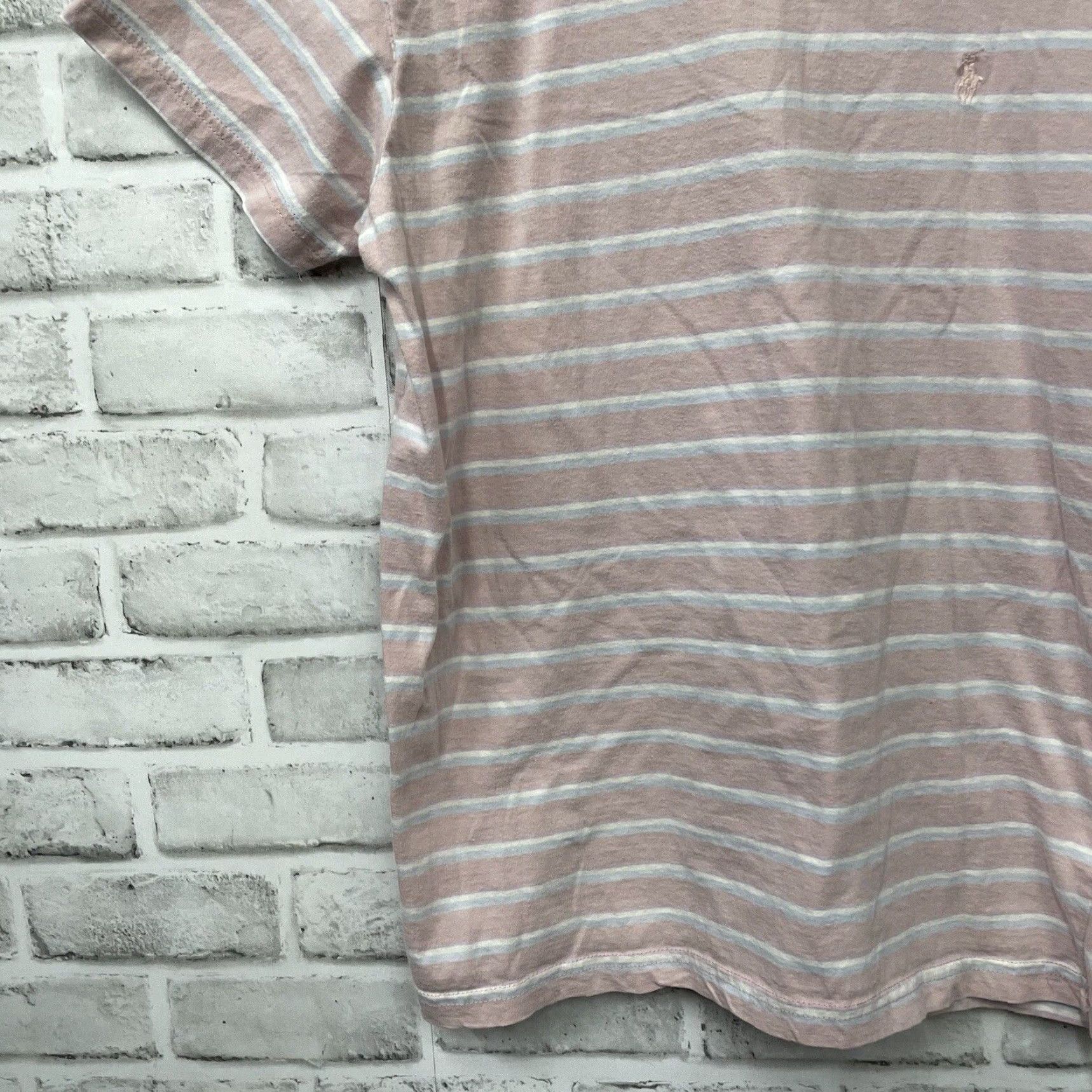 Vintage VINTAGE Ralph Lauren Polo Sport Pink Striped T-Shirt Womens Size S 100% Cotton Sports Size S / US 4 / IT 40 - 3 Thumbnail