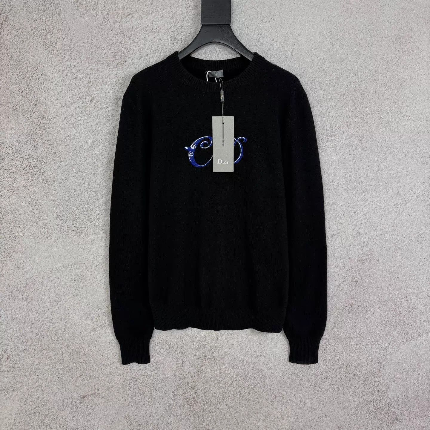 Dior Black Long Sleeve Sweater with Blue Embroidered Design Size US S / EU 44-46 / 1 - 1 Thumbnail