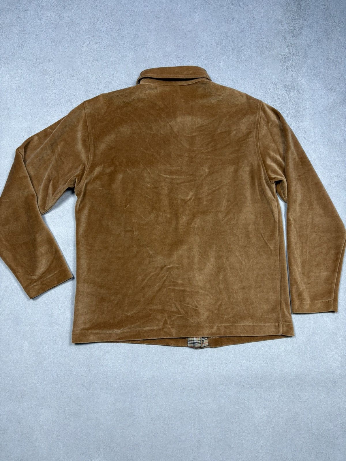 Burberry Vintage 90s Burberrys Spain Velour Quilted Overshirt Jacket Size L / US 10 / IT 46 - 20 Thumbnail