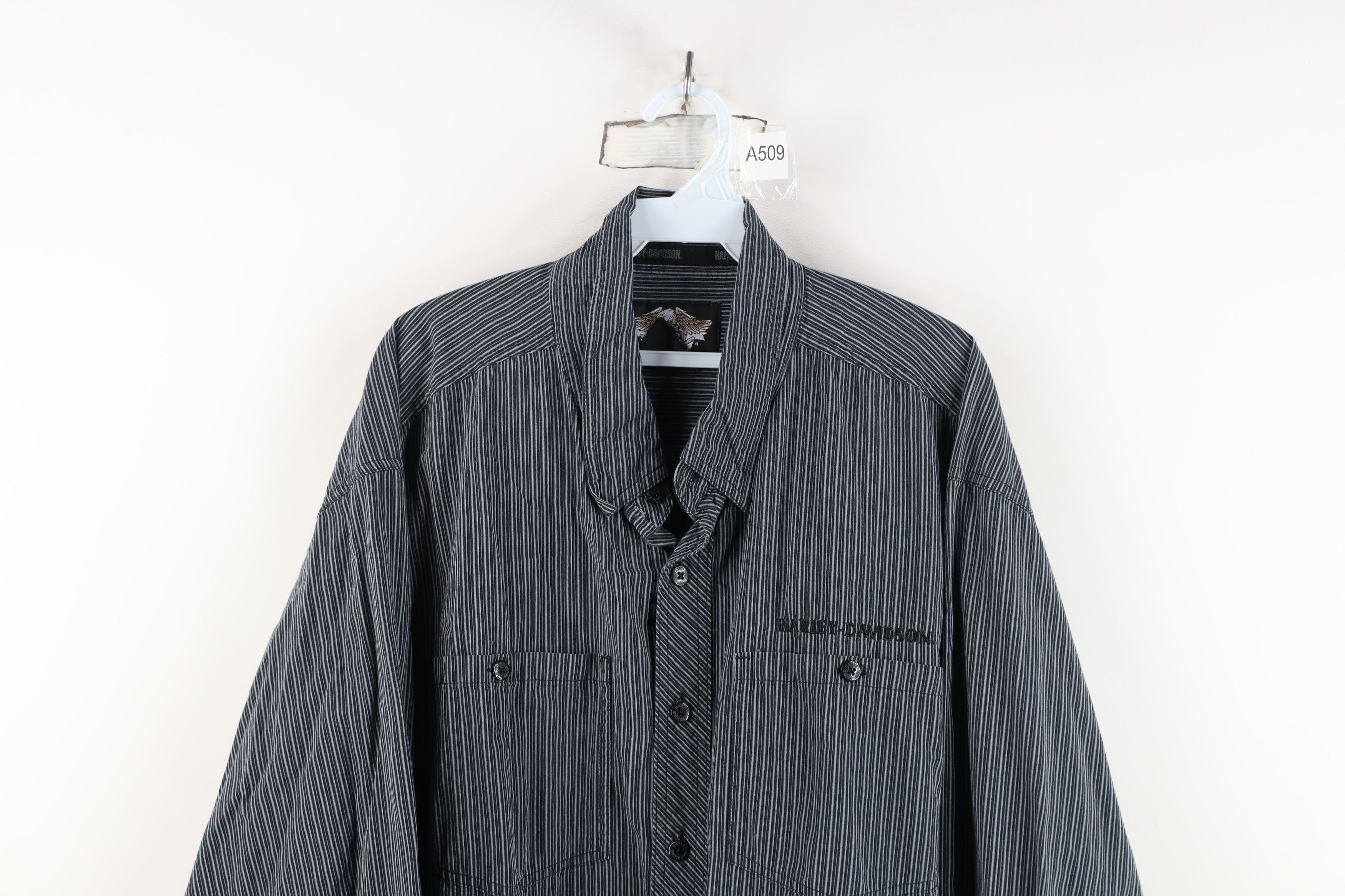 Harley Davidson Vintage Harley Davidson Striped Collared Button Down Shirt Size US XXL / EU 58 / 5 - 2 Thumbnail