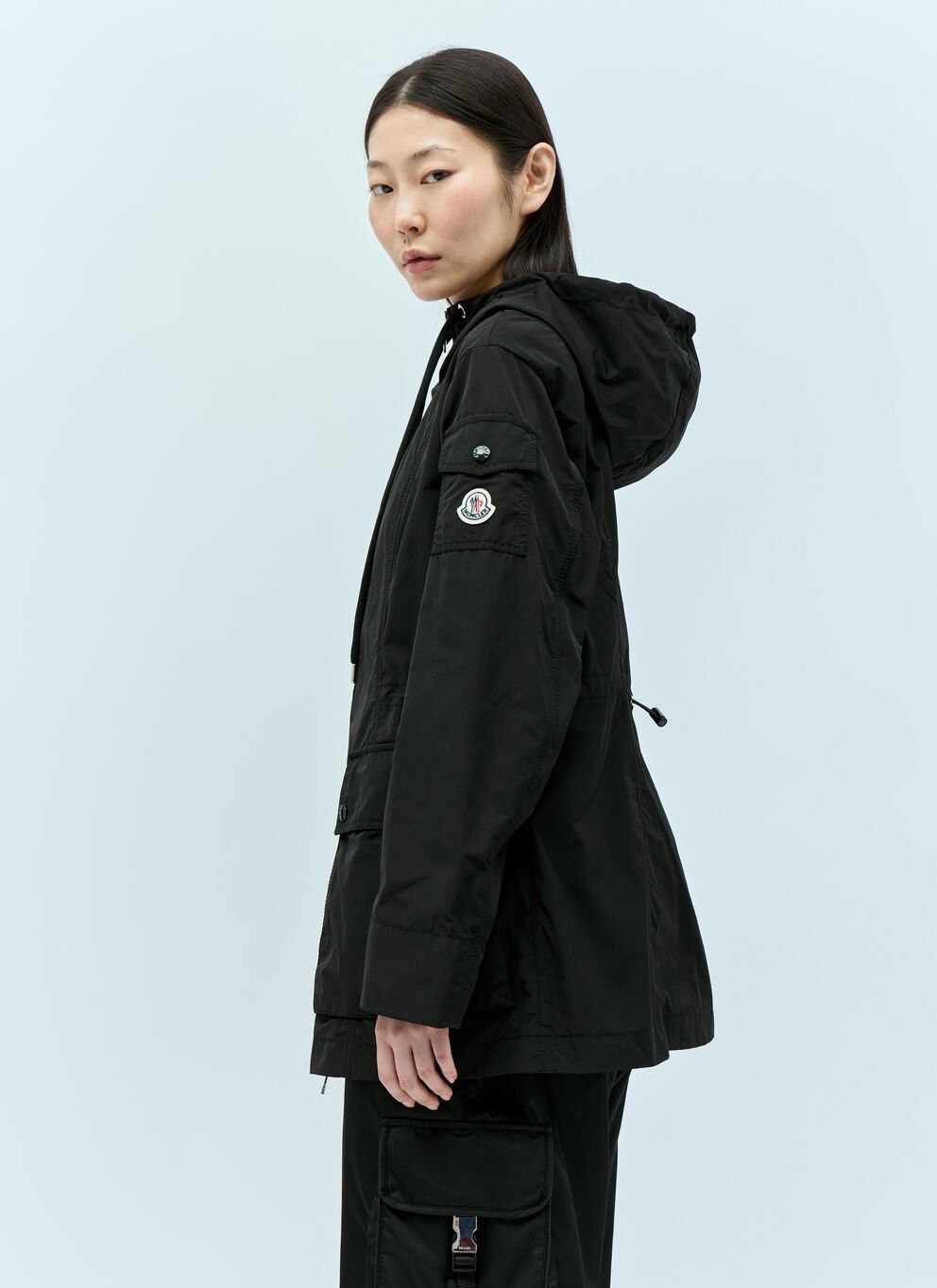 image of Moncler Leandro Short Parka in Black, Women's (Size XL)