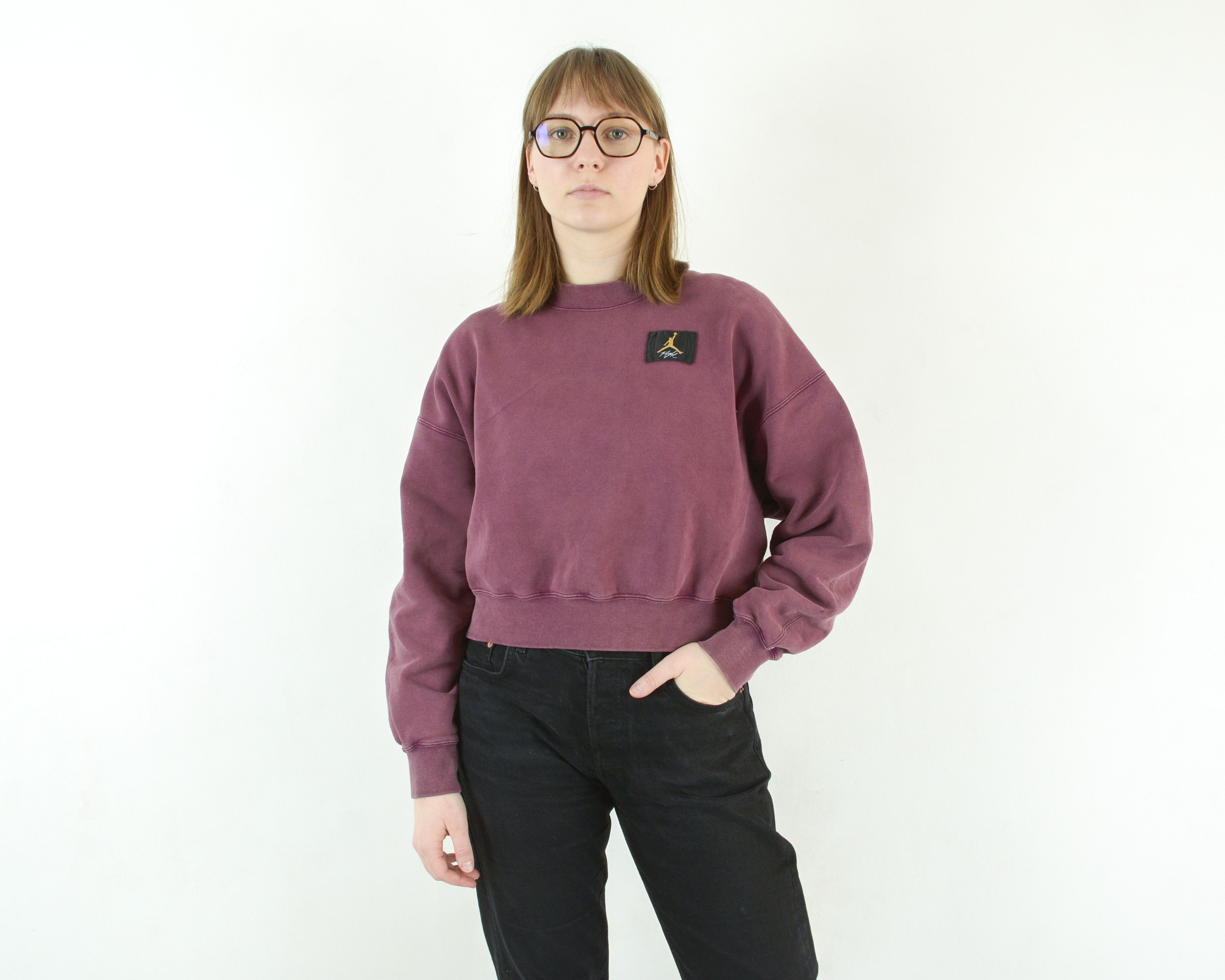Jordan Brand × Nike × Vintage Air Jordan Loose Jumper Cropped Sweatshirt Sweater Pullover Size M / US 6-8 / IT 42-44 - 2 Thumbnail