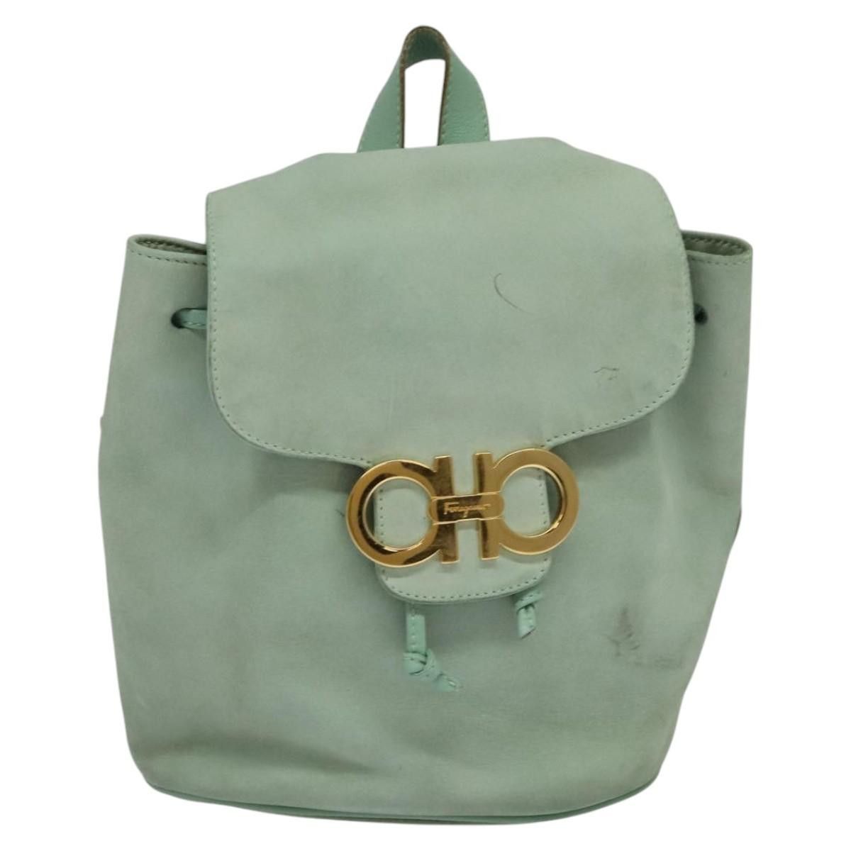 Salvatore Ferragamo Salvatore Ferragamo Backpack Suede Peppermint Gold Size ONE SIZE - 13 Thumbnail