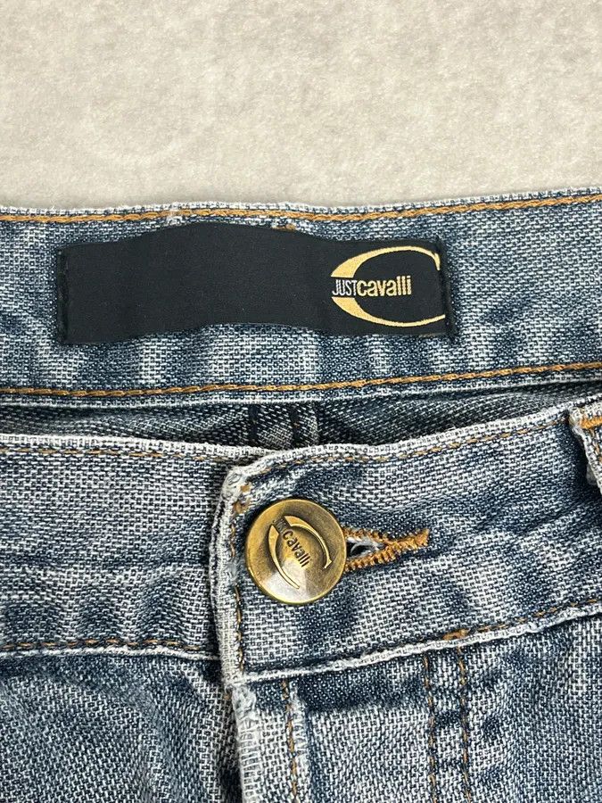 Just Cavalli 2000s Cavalli Distressed Light Blue Denim Jeans Size US 30 / EU 46 - 9 Thumbnail