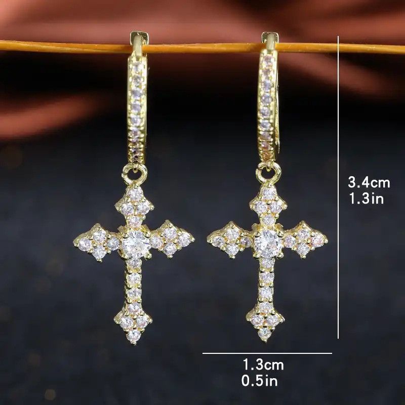 Jewelry × Vintage Cross Stud Earrings Size ONE SIZE - 3 Thumbnail