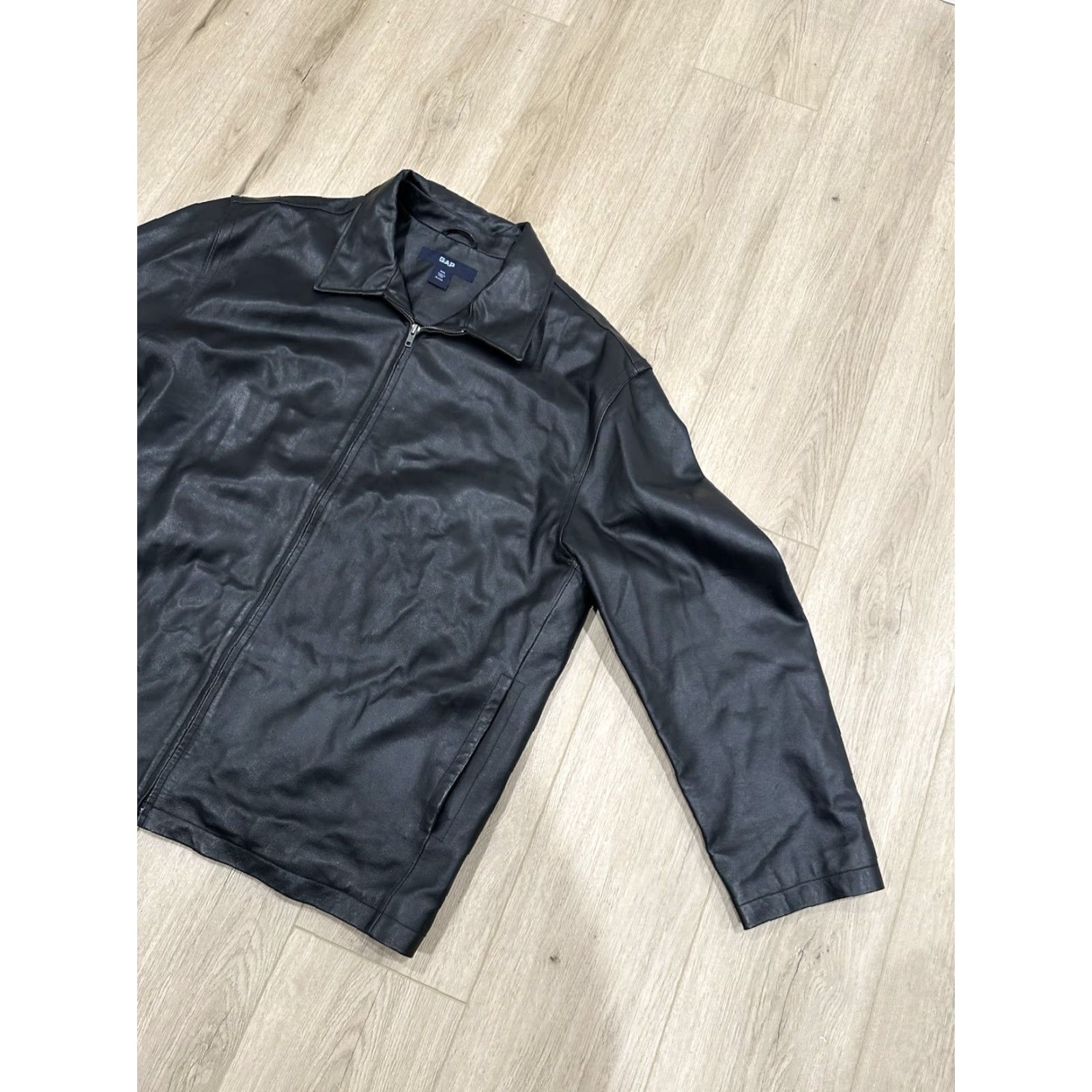 Gap VINTAGE GAP JACKET Men 2XL Leather Moto Full Zip Quilt Lined Bomber 90s Y2K Black Zip Size US XXL / EU 58 / 5 - 2 Thumbnail