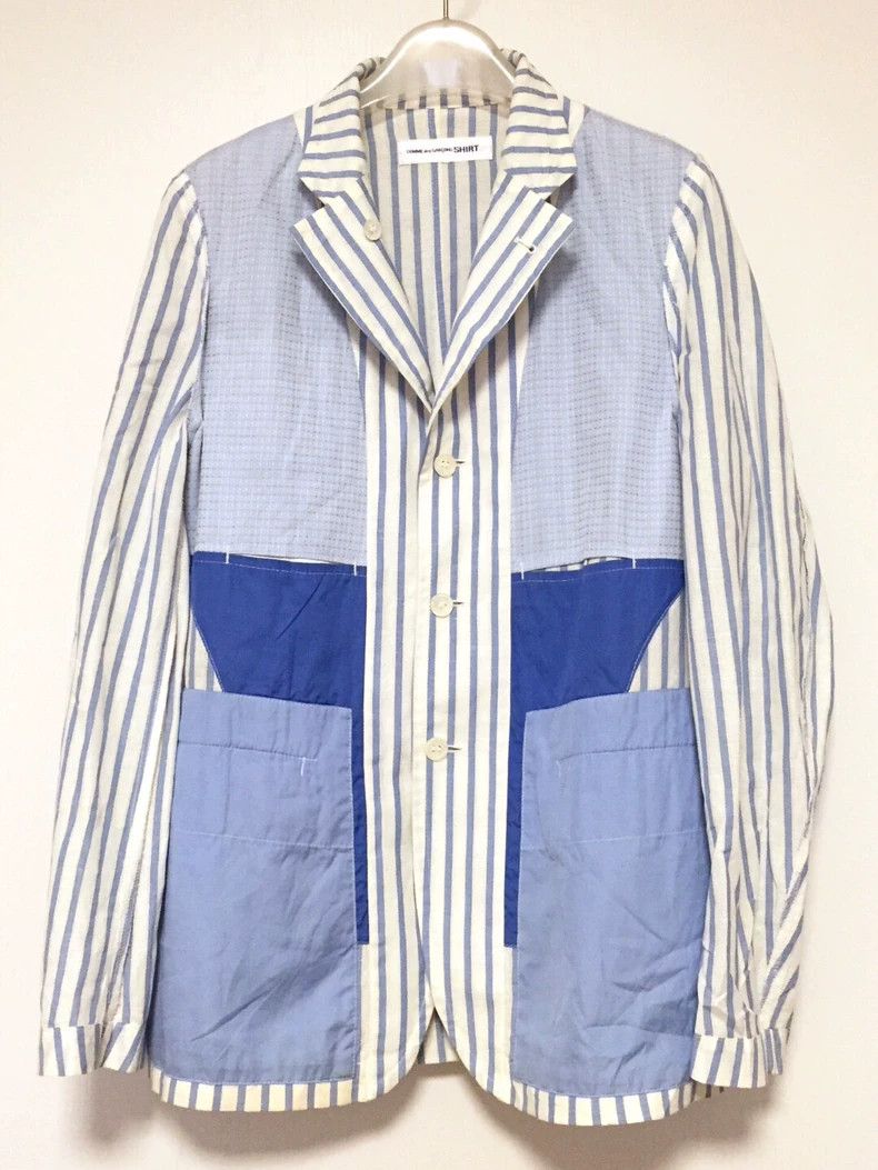 Comme des Garcons Blue Striped Reversible Shirt by Comme des Garcons Size US M / EU 48-50 / 2 - 1 Thumbnail