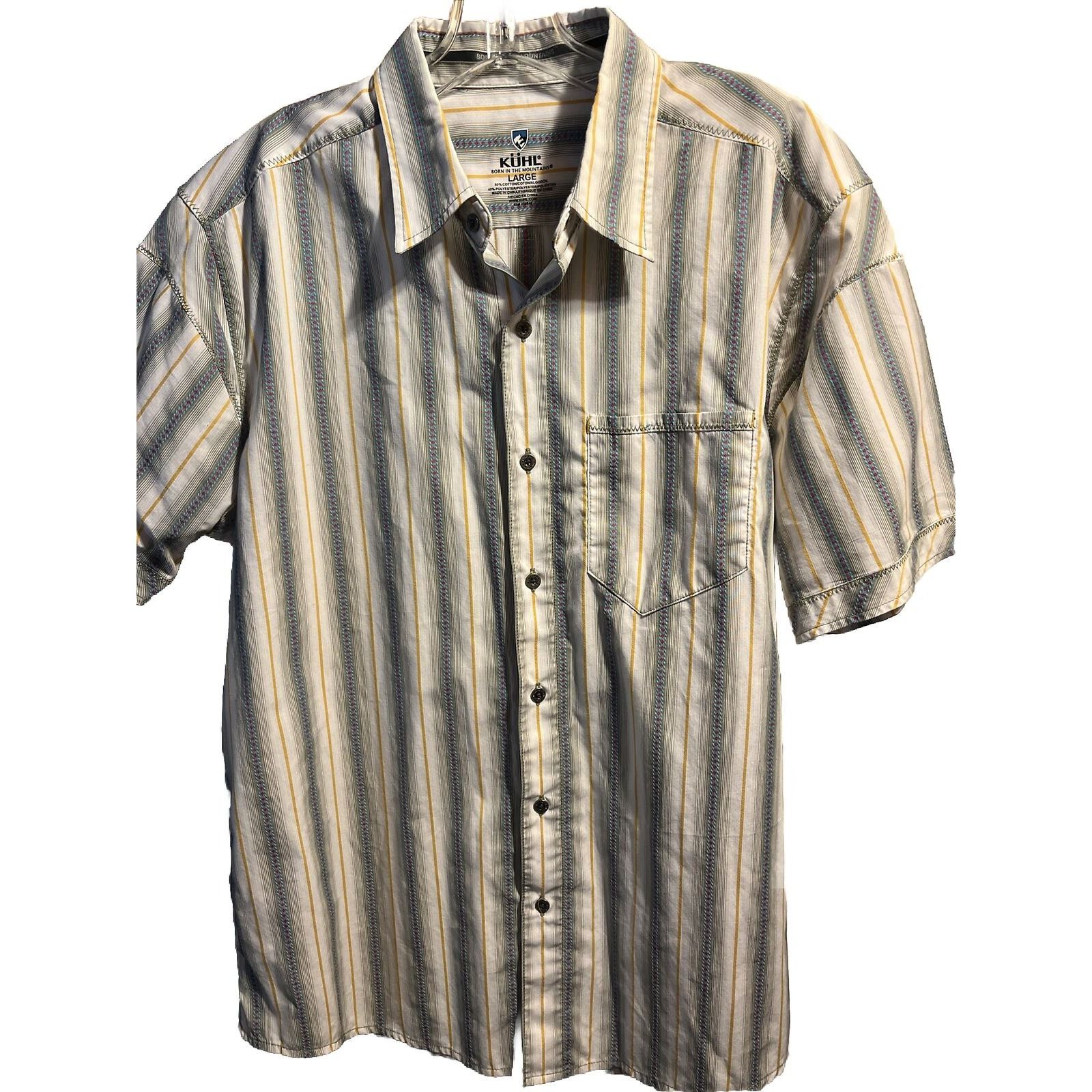 Kuhl Kühl Men’s Large Beige Blue Yellow Cotton Blend Kuhl Shirt Size US L / EU 52-54 / 3 - 1 Thumbnail