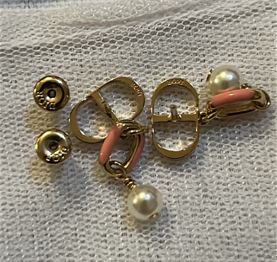 Dior Dior Dioriviera Petit CD Earrings Gold/Coral Size ONE SIZE - 3 Thumbnail
