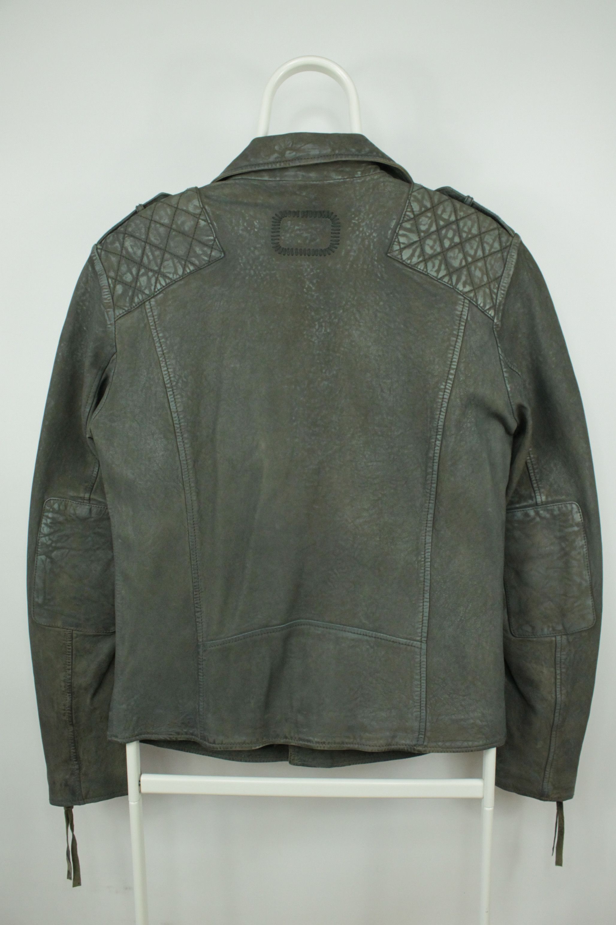 tigha Tigha Stone Gray Leather Biker Jacket Size US M / EU 48-50 / 2 - 7 Thumbnail