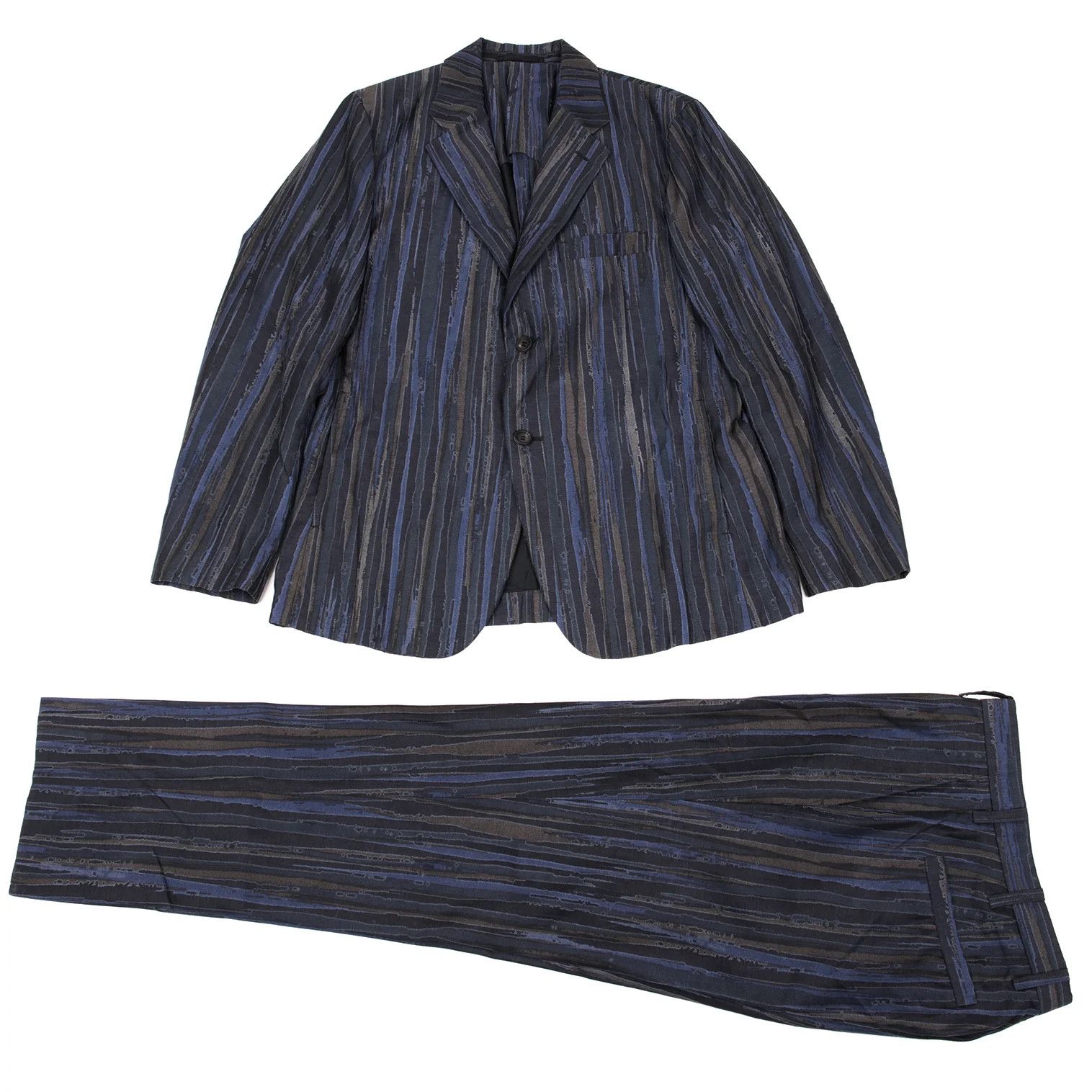 Cotton-Poly Blend Striped Setup in Blue 2