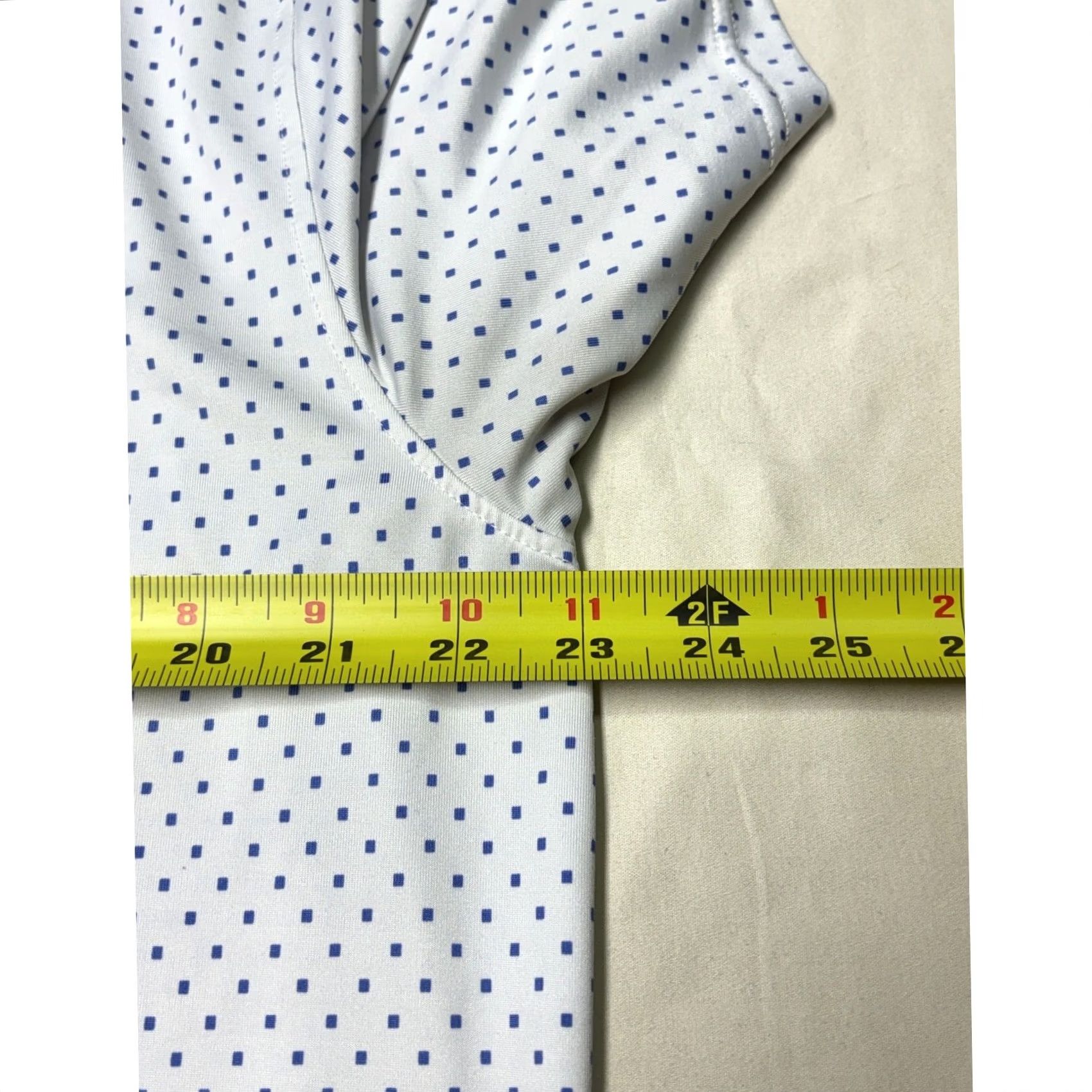 Vintage Graham Luxe Mens Large White Blue Square Dot Performance Golf Polo Shirt L Size US L / EU 52-54 / 3 - 8 Thumbnail