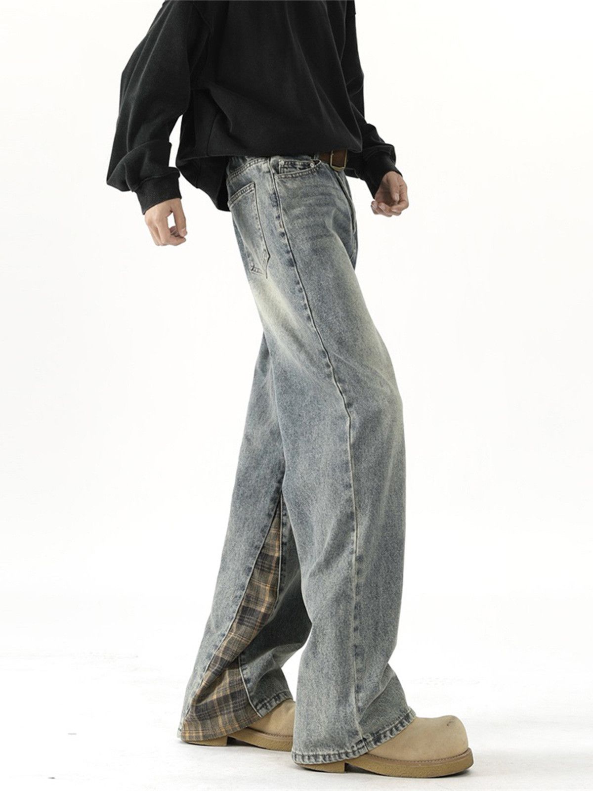 Japanese Brand Men's versatile retro loose patchwork curved jeans y2k Size US 32 / EU 48 - 5 Thumbnail