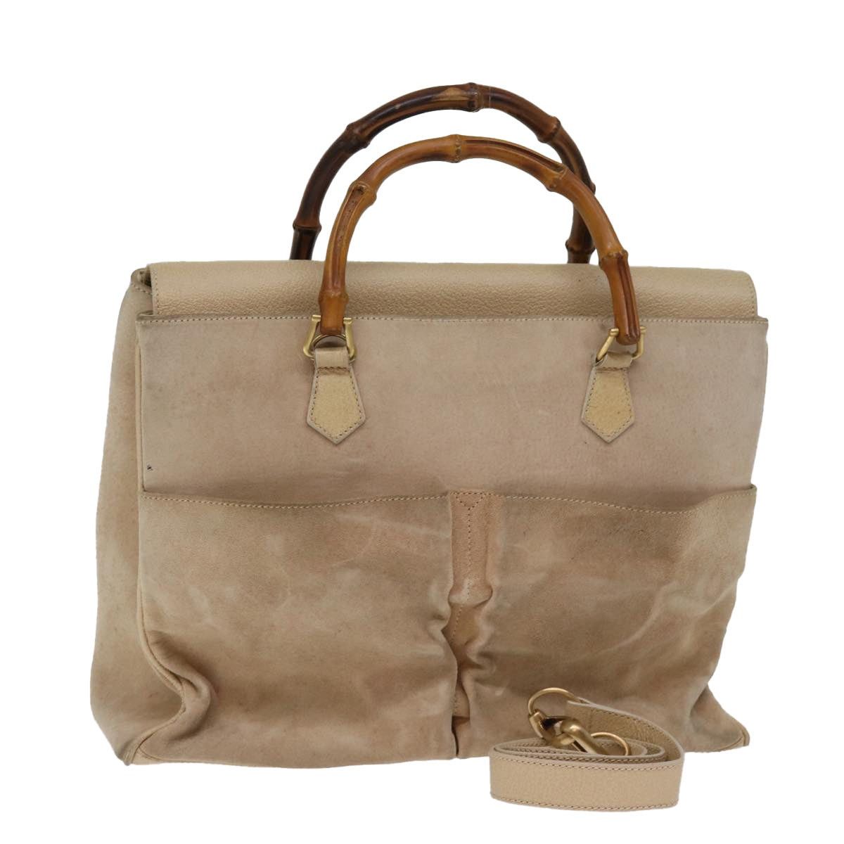 Gucci GUCCI Bamboo Tote Bag Suede Beige 002 2855 0322 0 Size ONE SIZE - 1 Thumbnail