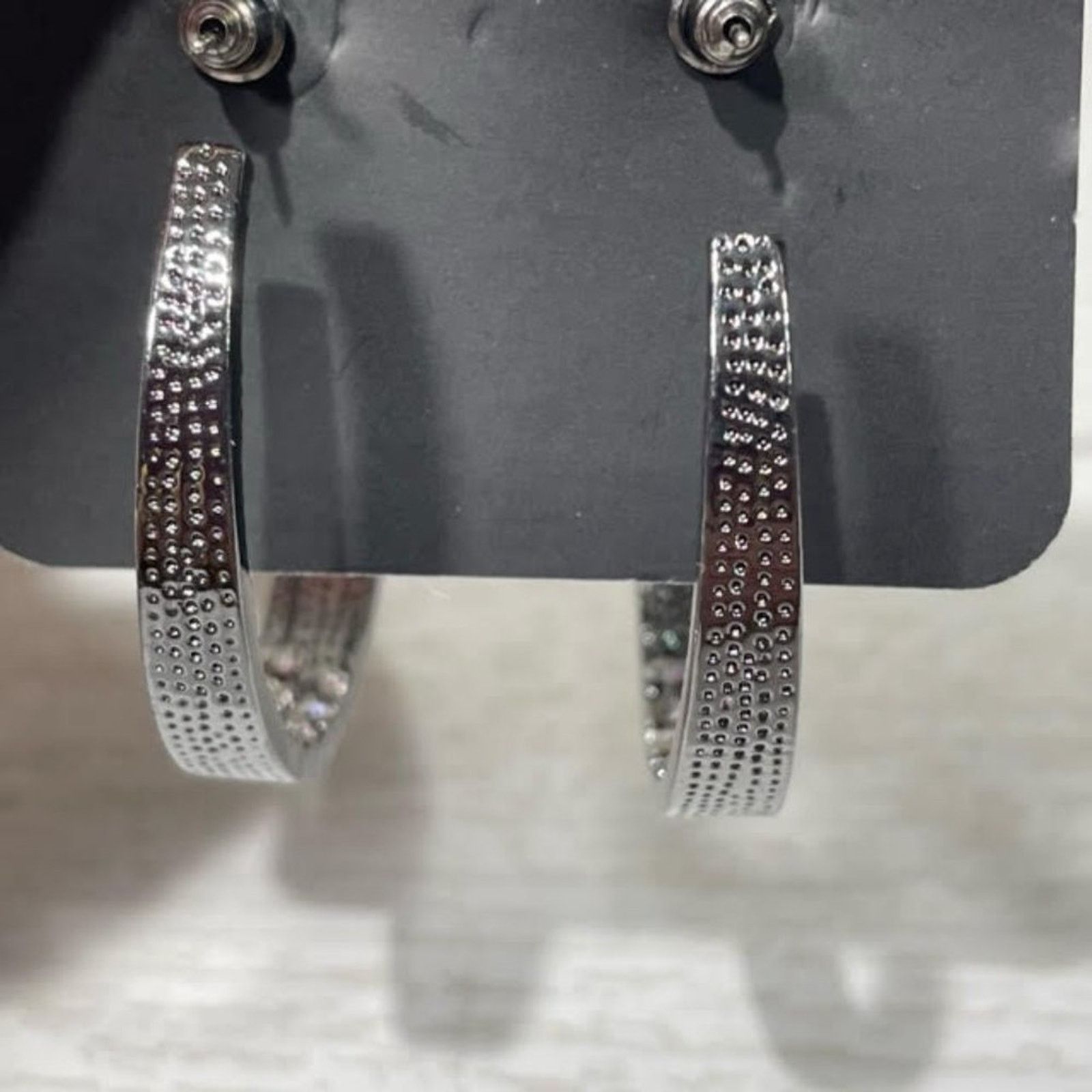 Other Paparazzi Rhinestone Silver Toned Hoop Earrings Hoops Size ONE SIZE - 3 Thumbnail
