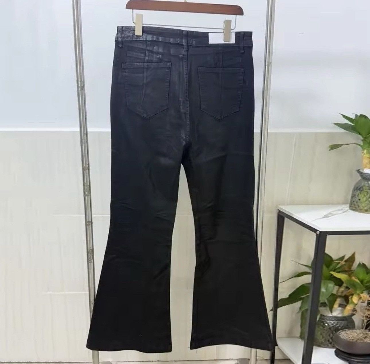 Japanese Brand × Jean Vinyl Coated Crease Denim Flared Jeans Size US 33 - 5 Thumbnail