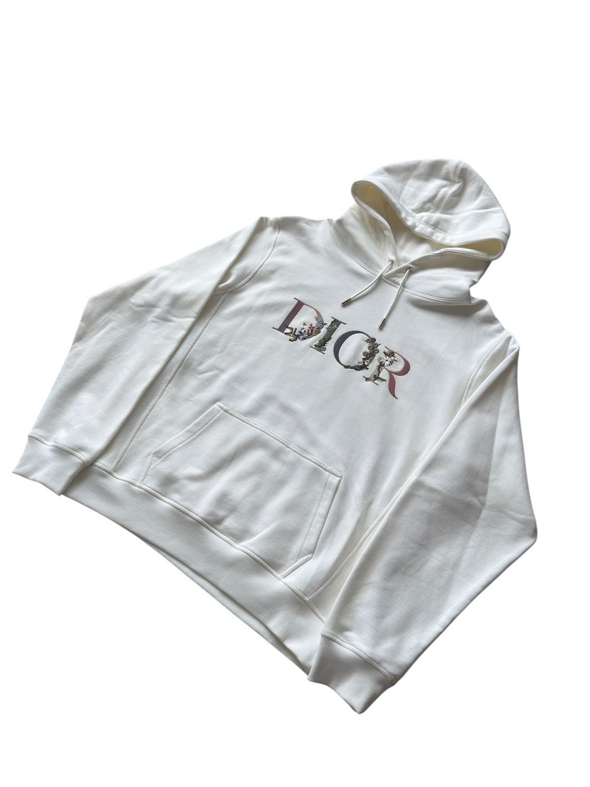 Dior Dior Flower Embroidered Logo White Sweatshirt Hoodie Size US XL / EU 56 / 4 - 2 Thumbnail